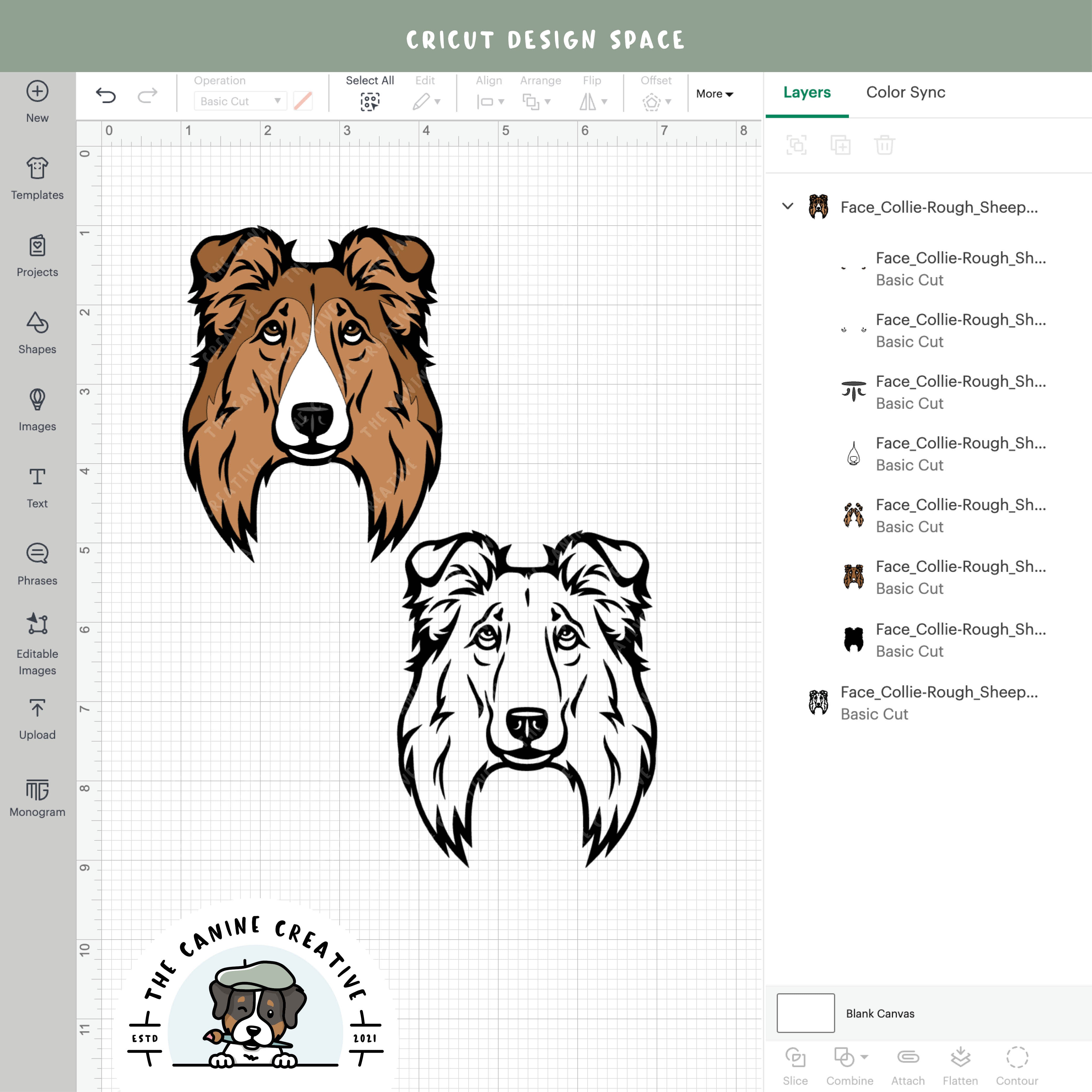Screenshot showing design layers inside Cricut Design Space.