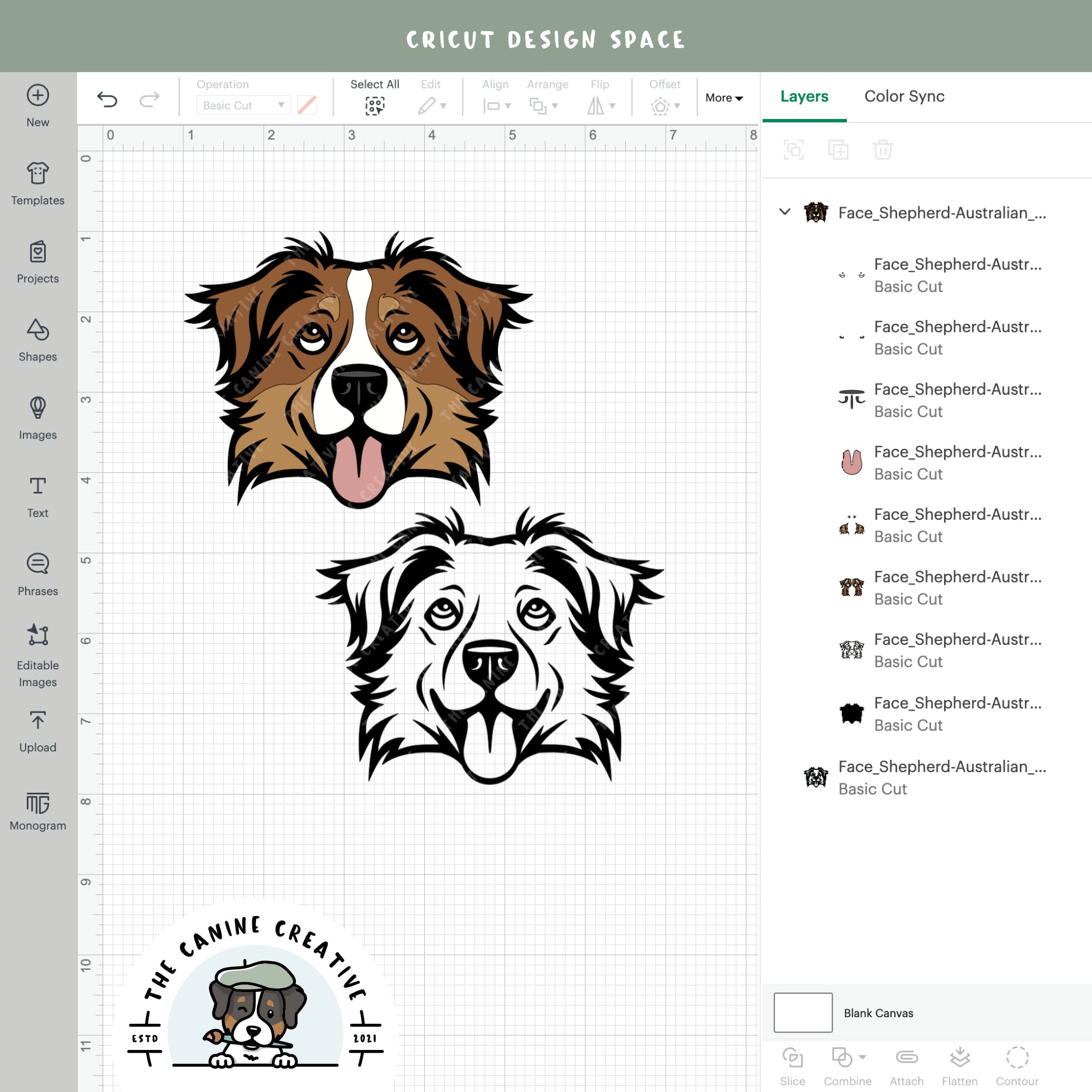 Screenshot showing design layers inside Cricut Design Space.