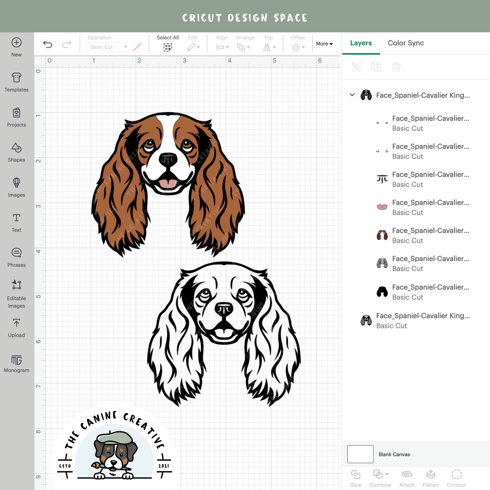 Screenshot showing design layers inside Cricut Design Space.