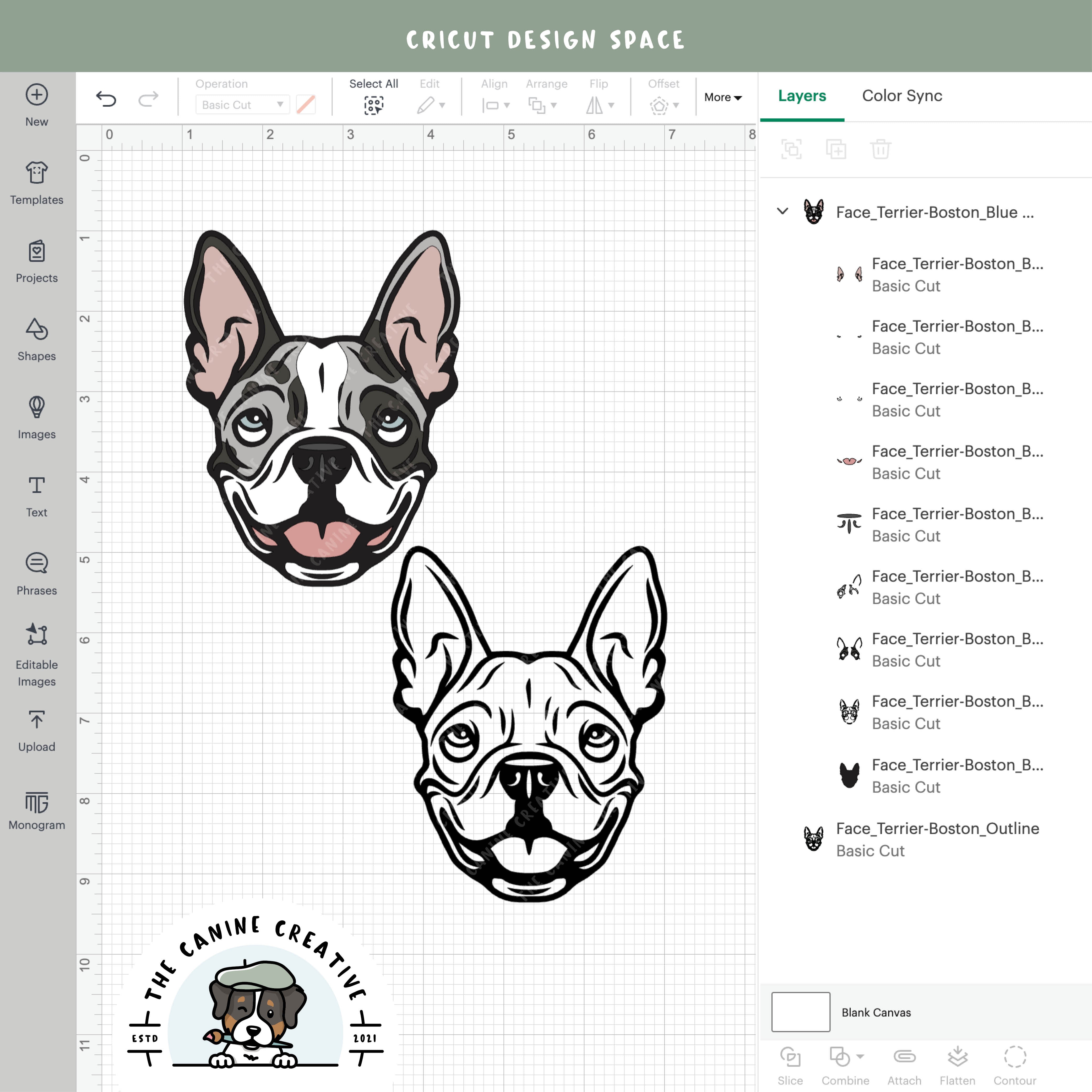 Screenshot showing design layers inside Cricut Design Space.