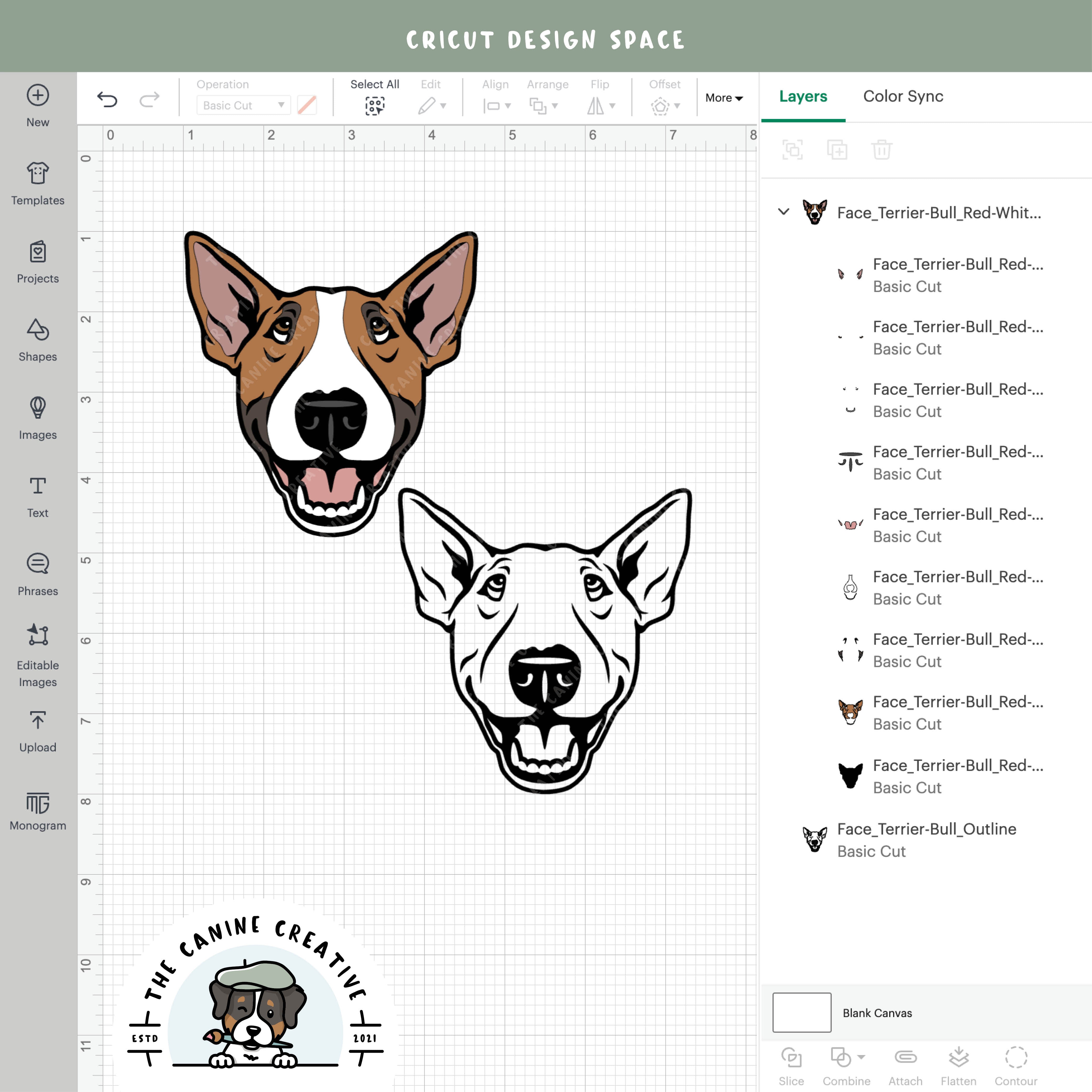Screenshot showing design layers inside Cricut Design Space.