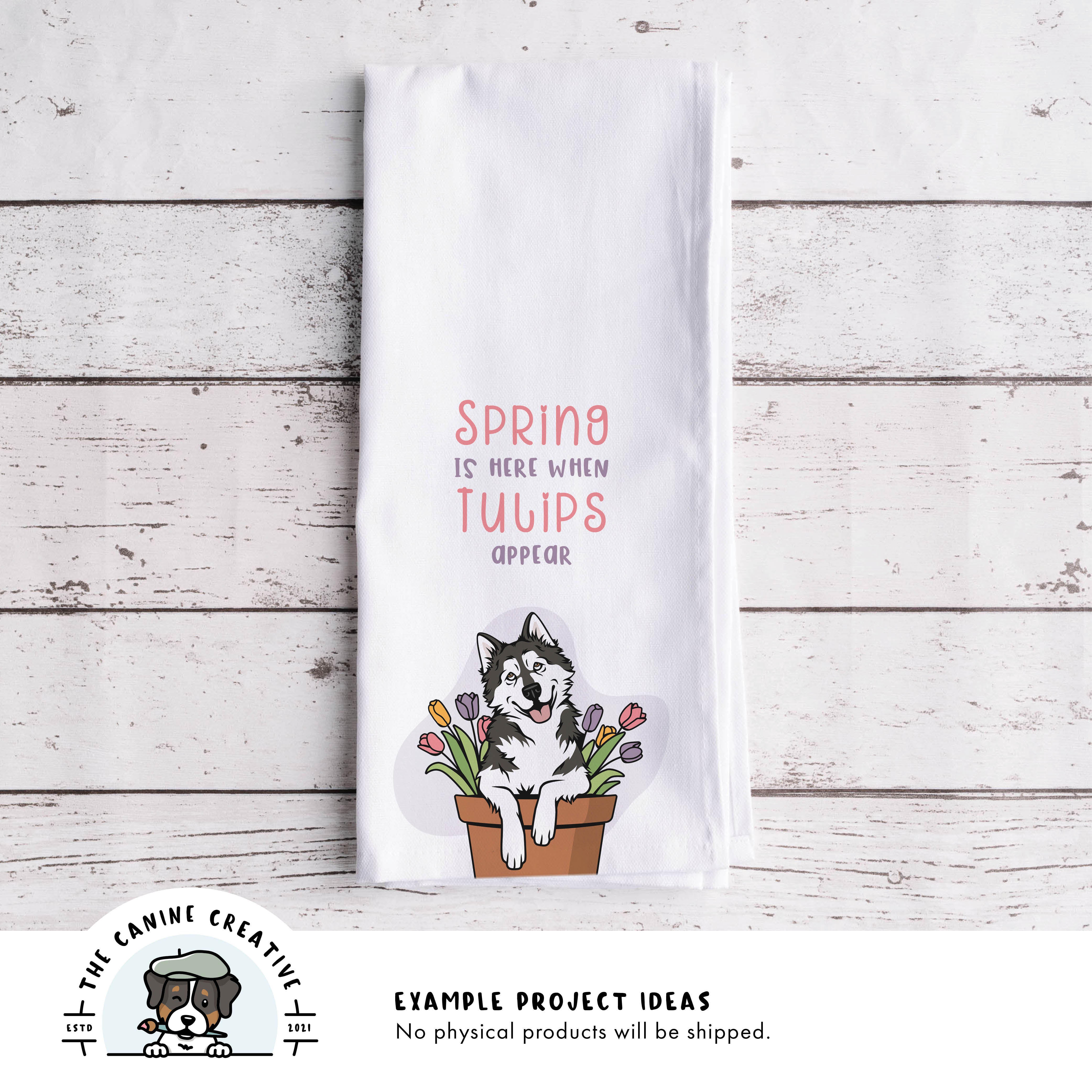 Example project idea showing design on a tea towel.