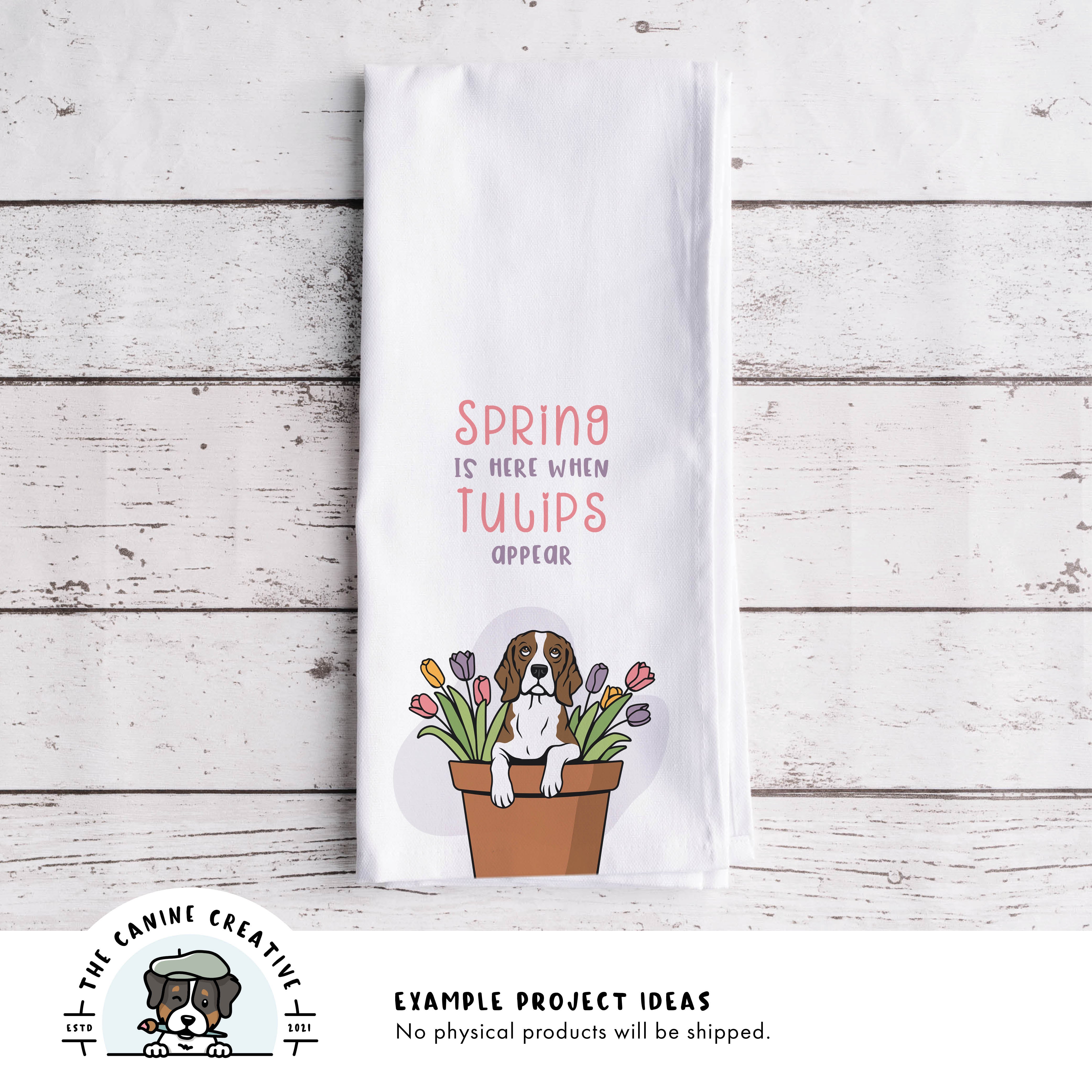 Example project idea showing design on a tea towel.