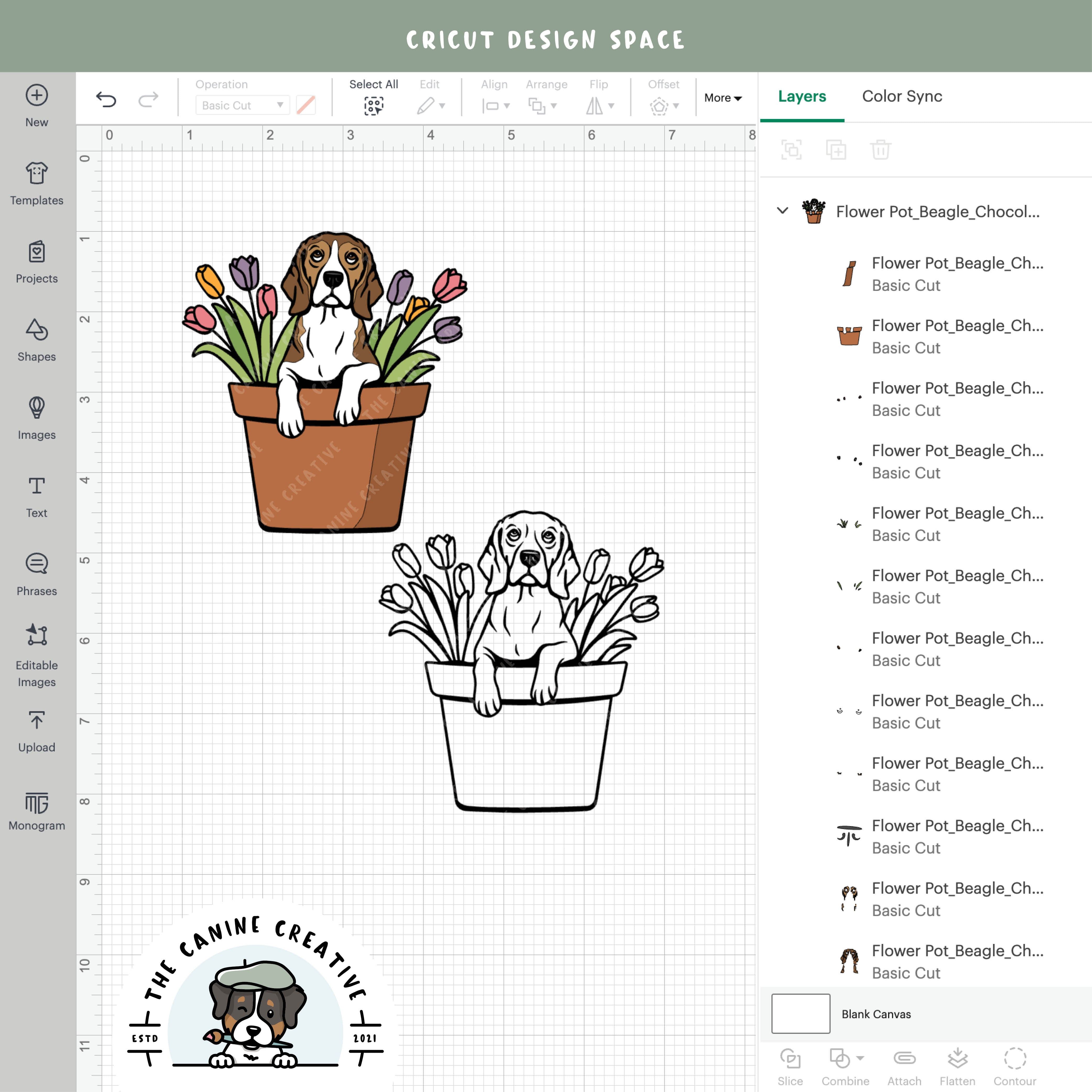 Screenshot showing design layers inside Cricut Design Space.