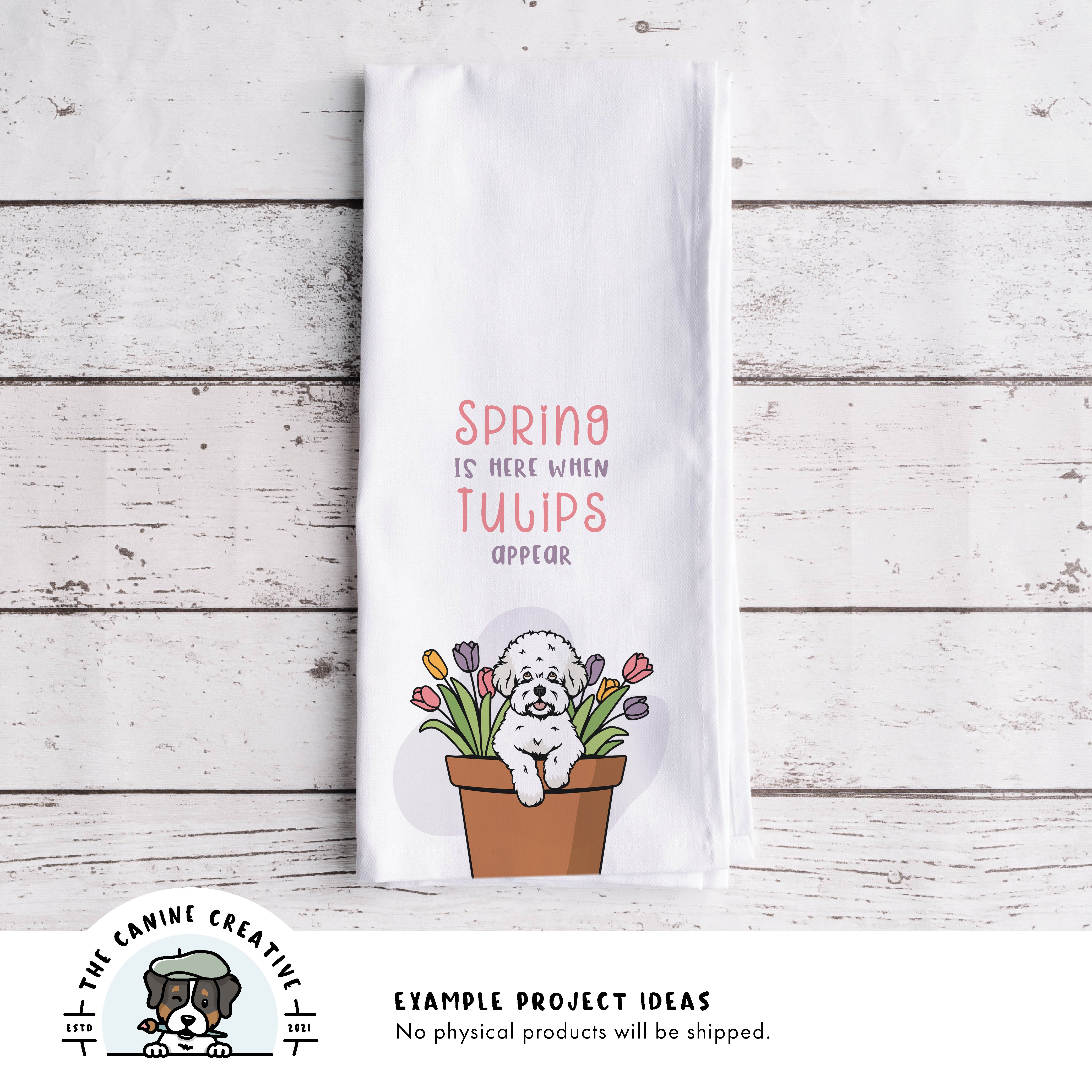 Example project idea showing design on a tea towel.