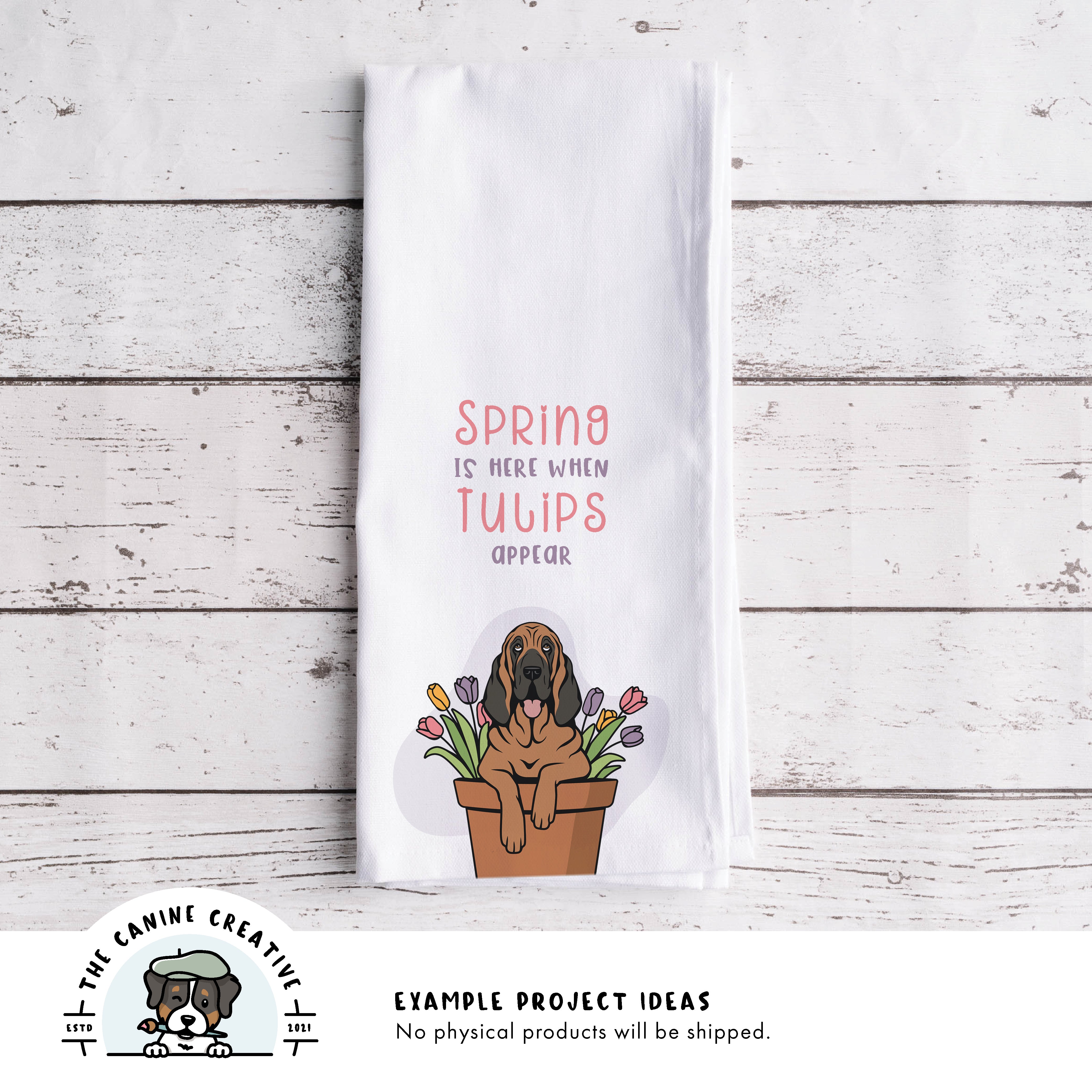 Example project idea showing design on a tea towel.