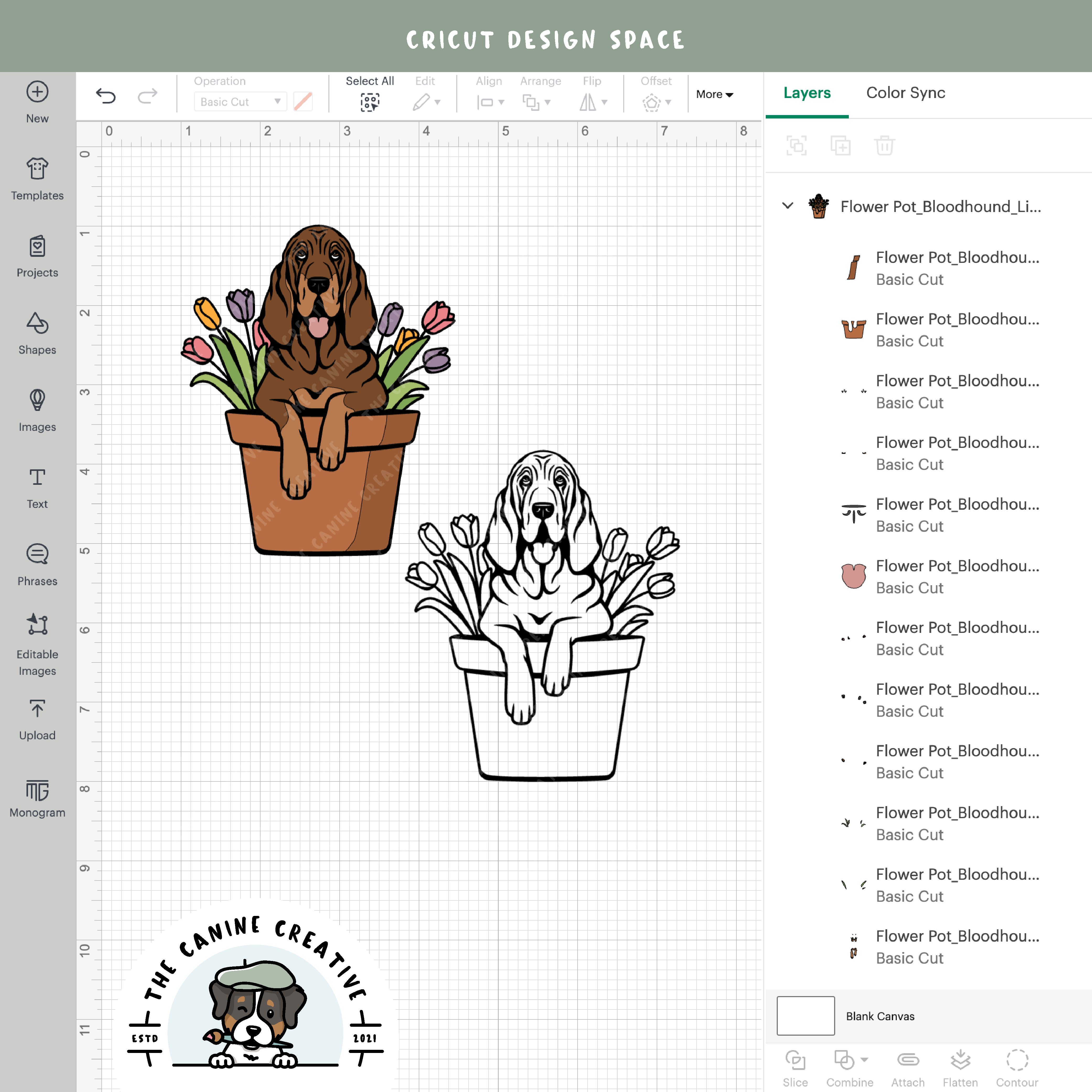 Screenshot showing design layers inside Cricut Design Space.