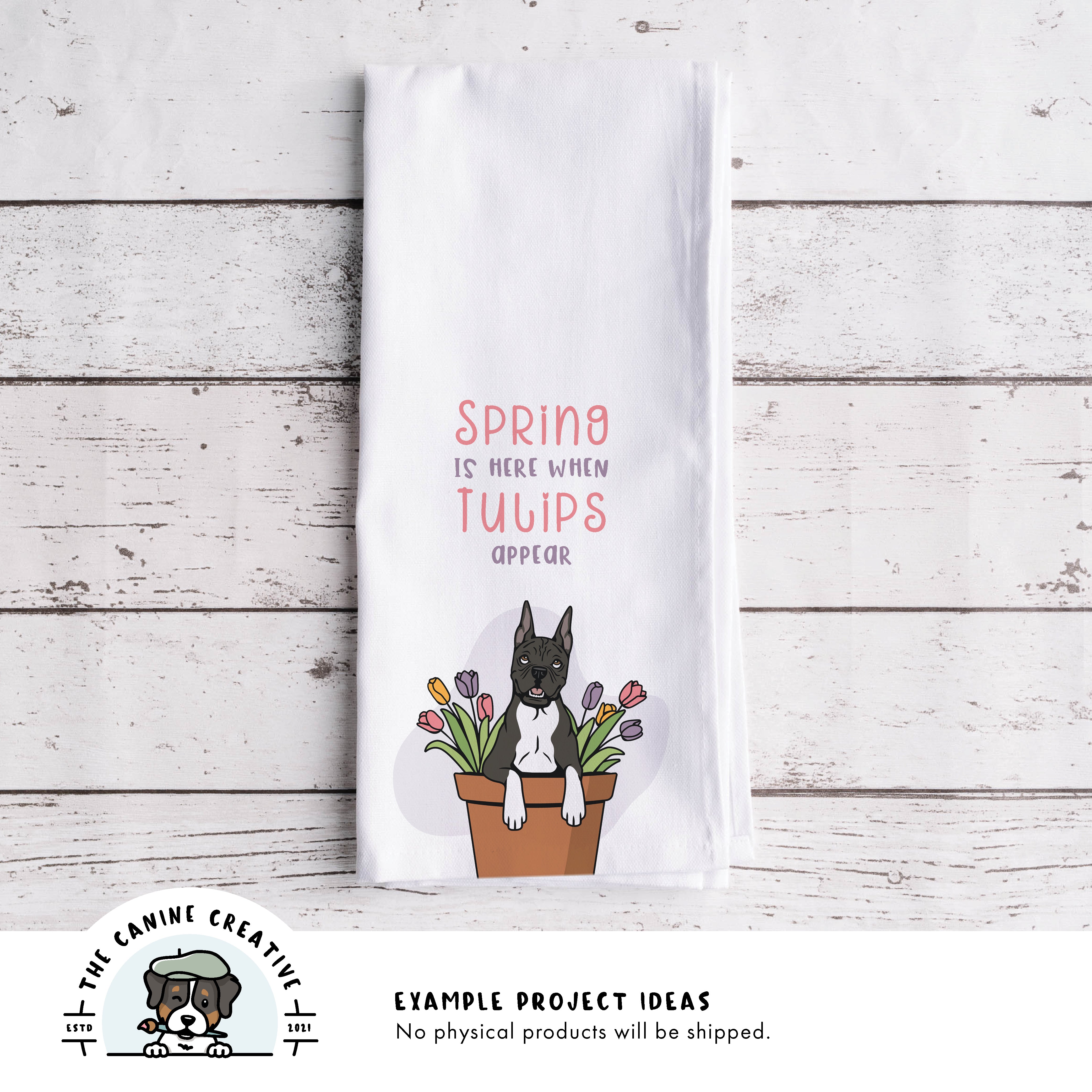 Example project idea showing design on a tea towel.