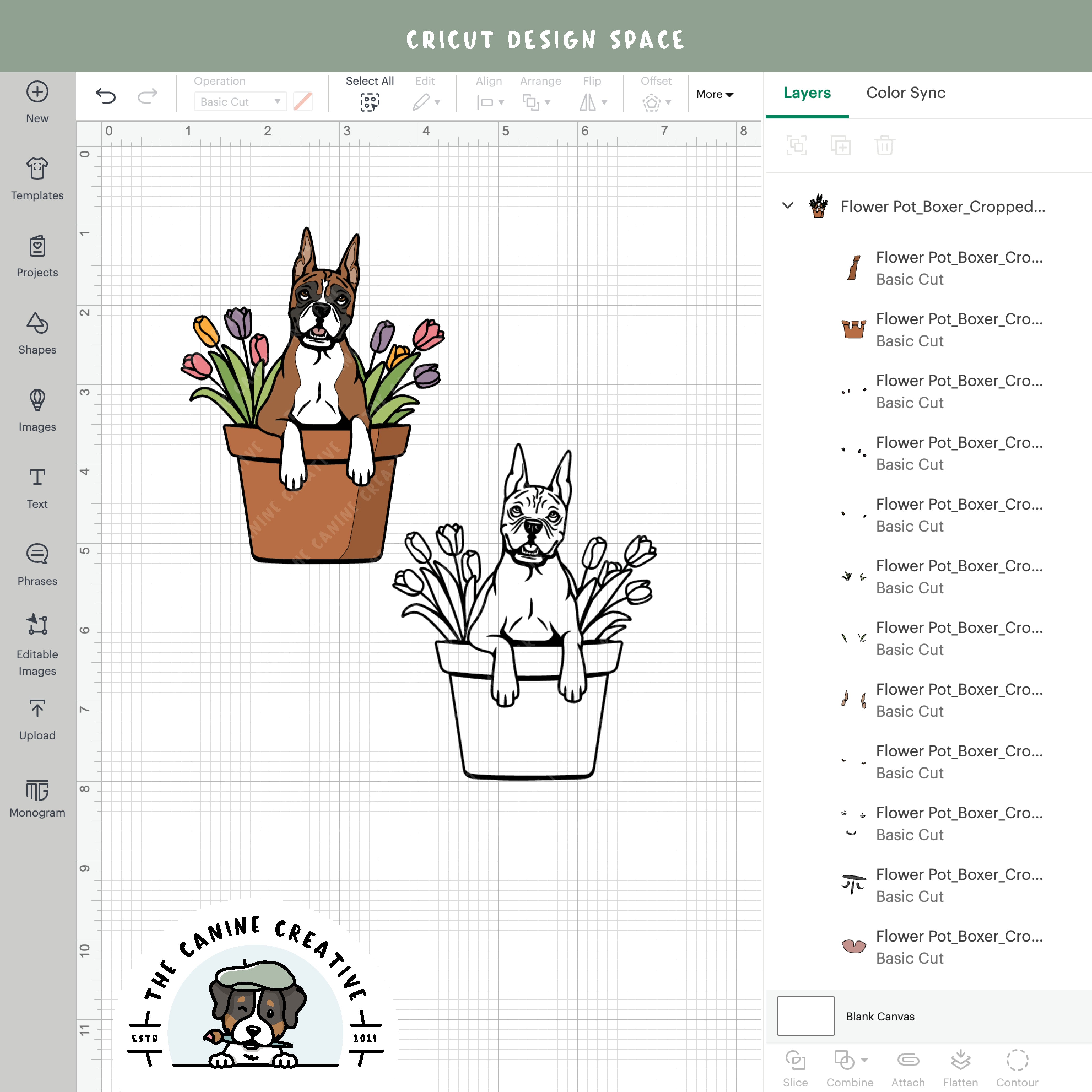 Screenshot showing design layers inside Cricut Design Space.