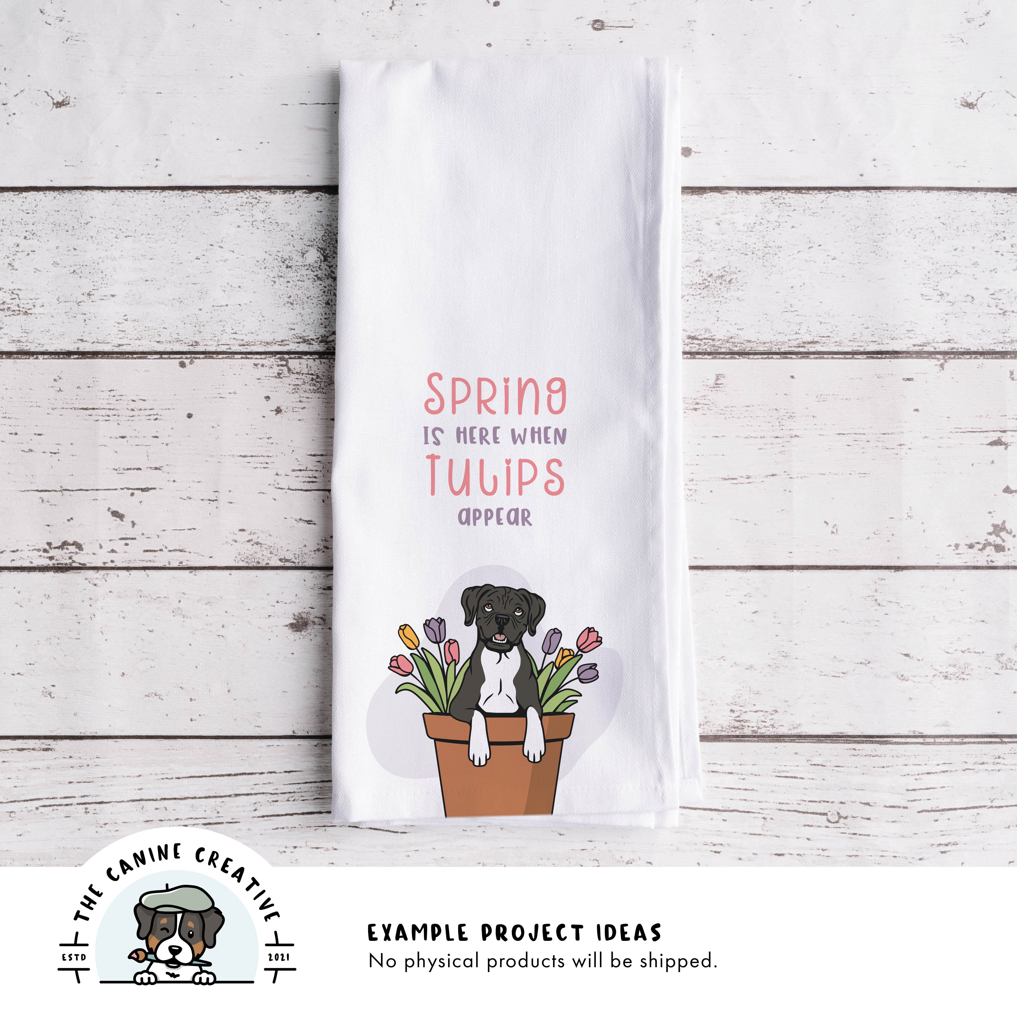 Example project idea showing design on a tea towel.