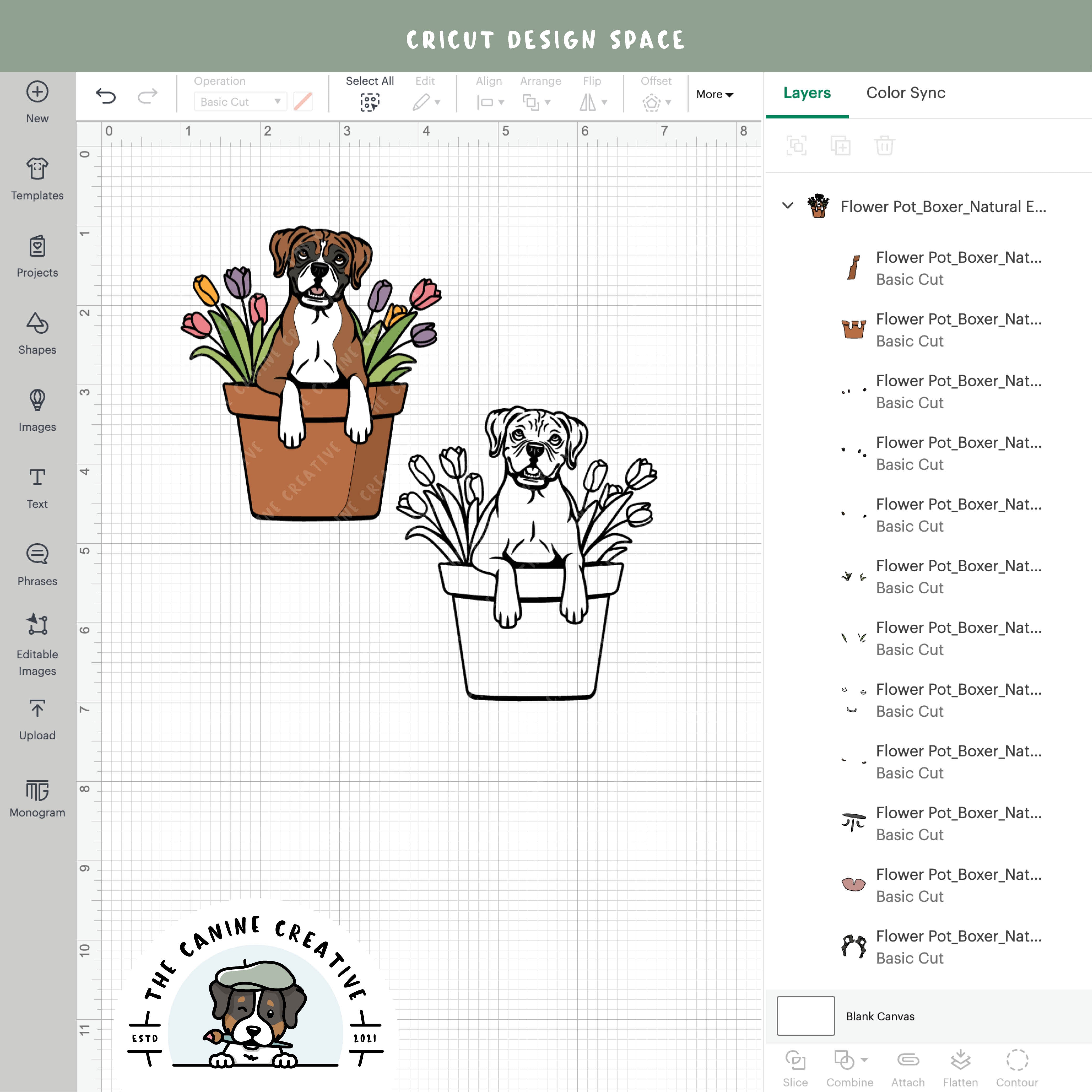 Screenshot showing design layers inside Cricut Design Space.
