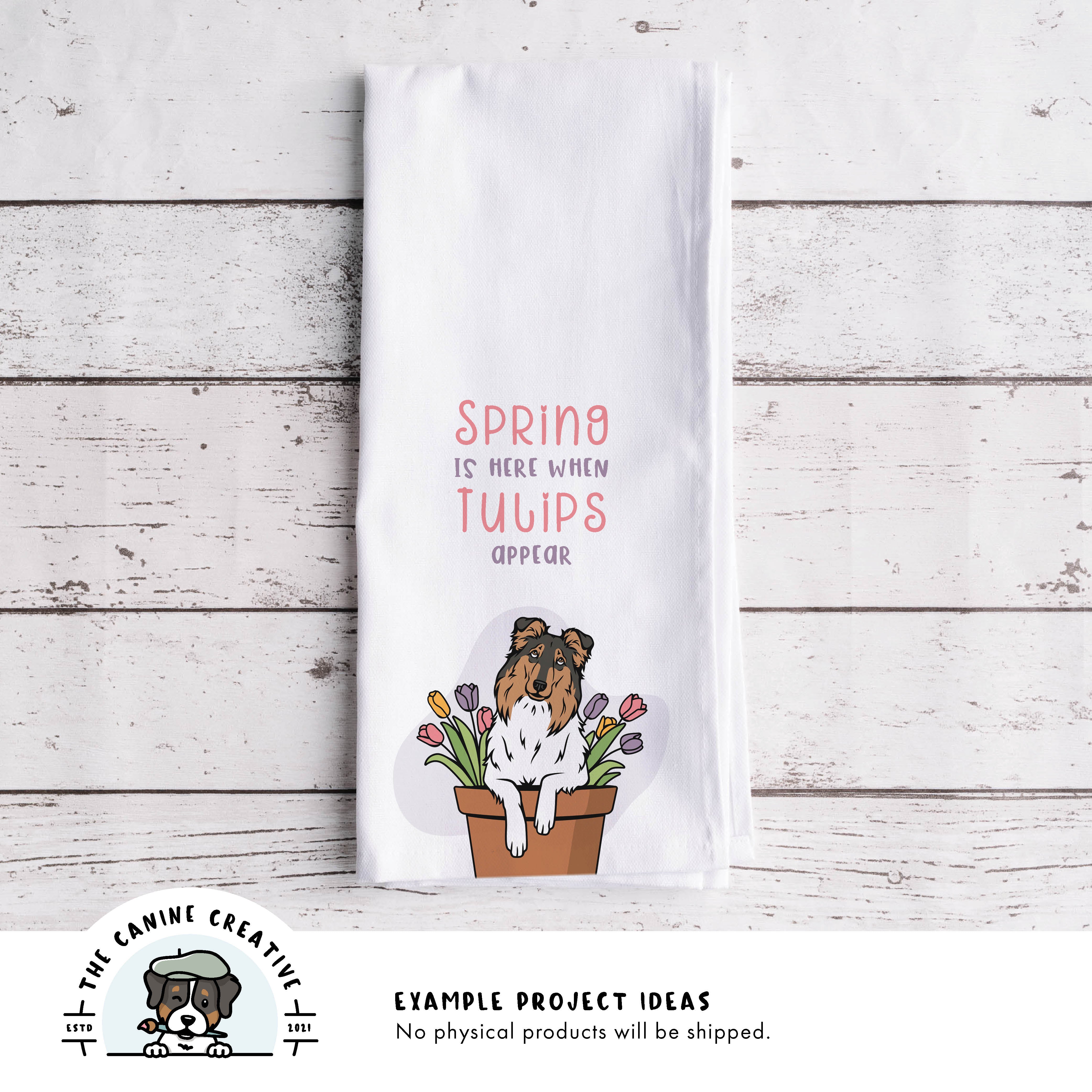 Example project idea showing design on a tea towel.