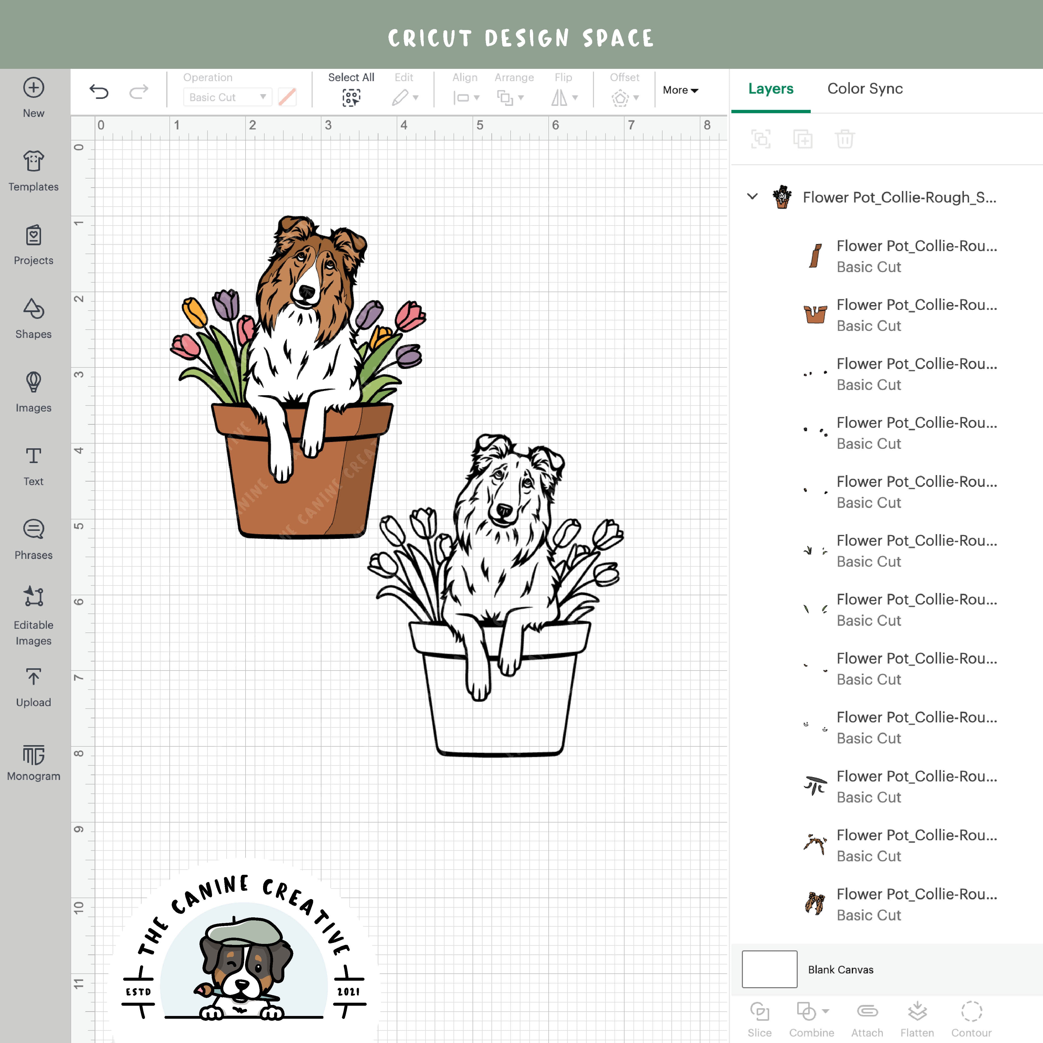 Screenshot showing design layers inside Cricut Design Space.