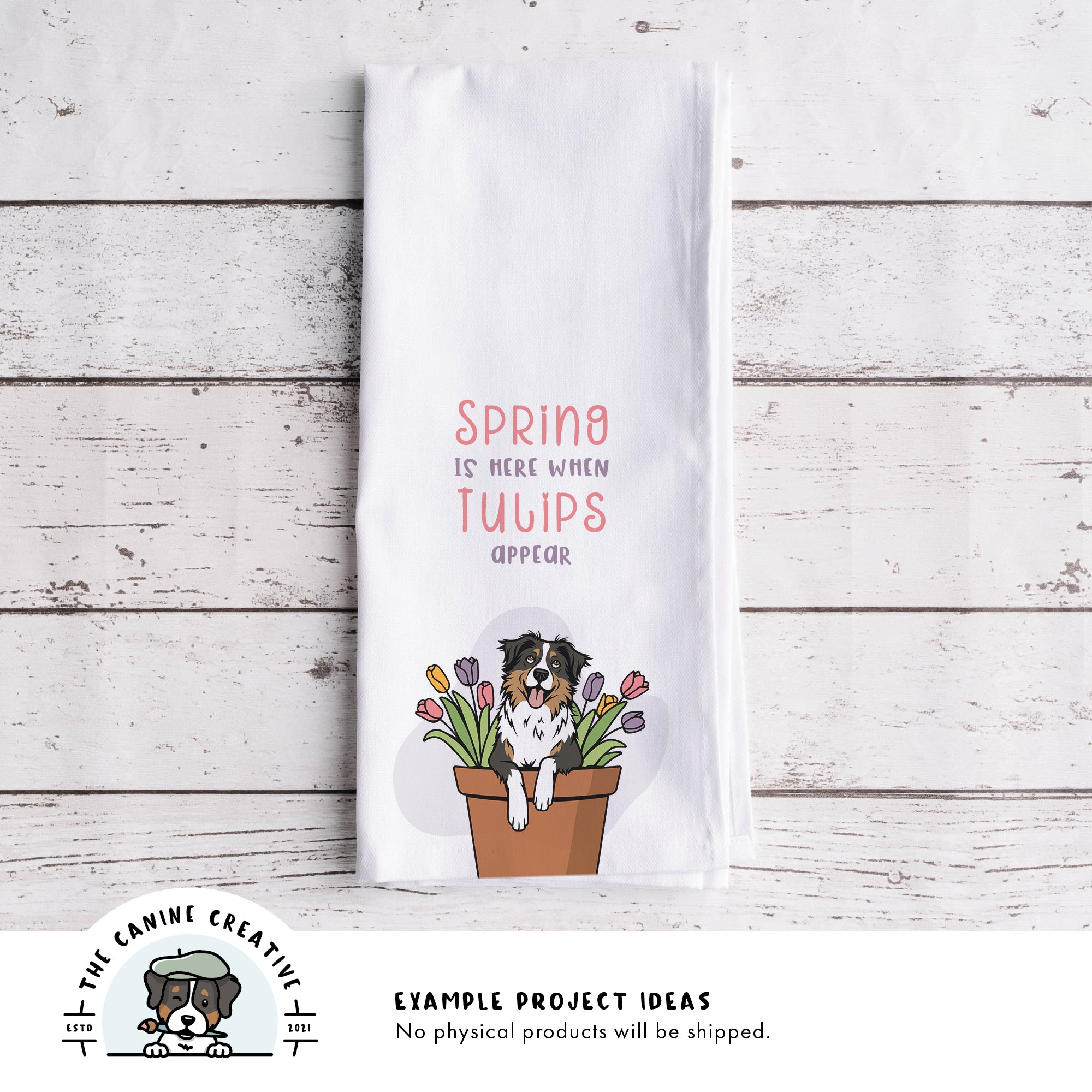 Example project idea showing design on a tea towel.