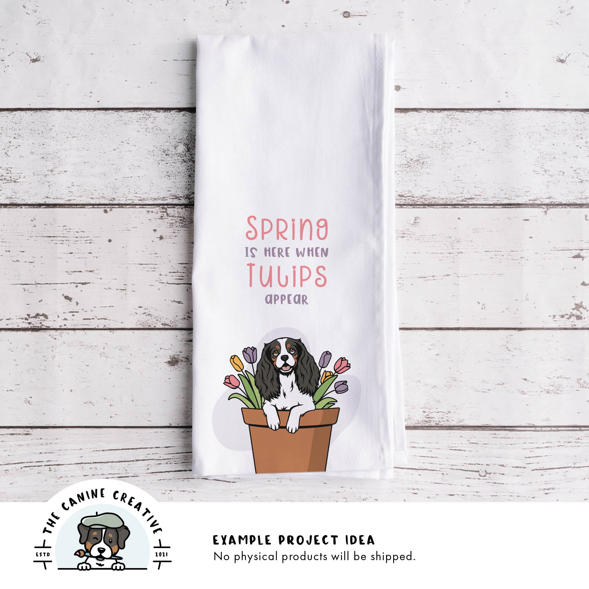 Example project idea showing design on a tea towel.