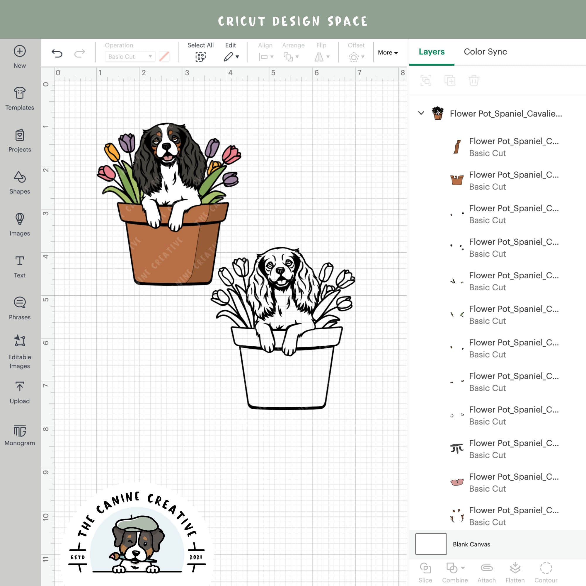 Screenshot showing design layers inside Cricut Design Space.