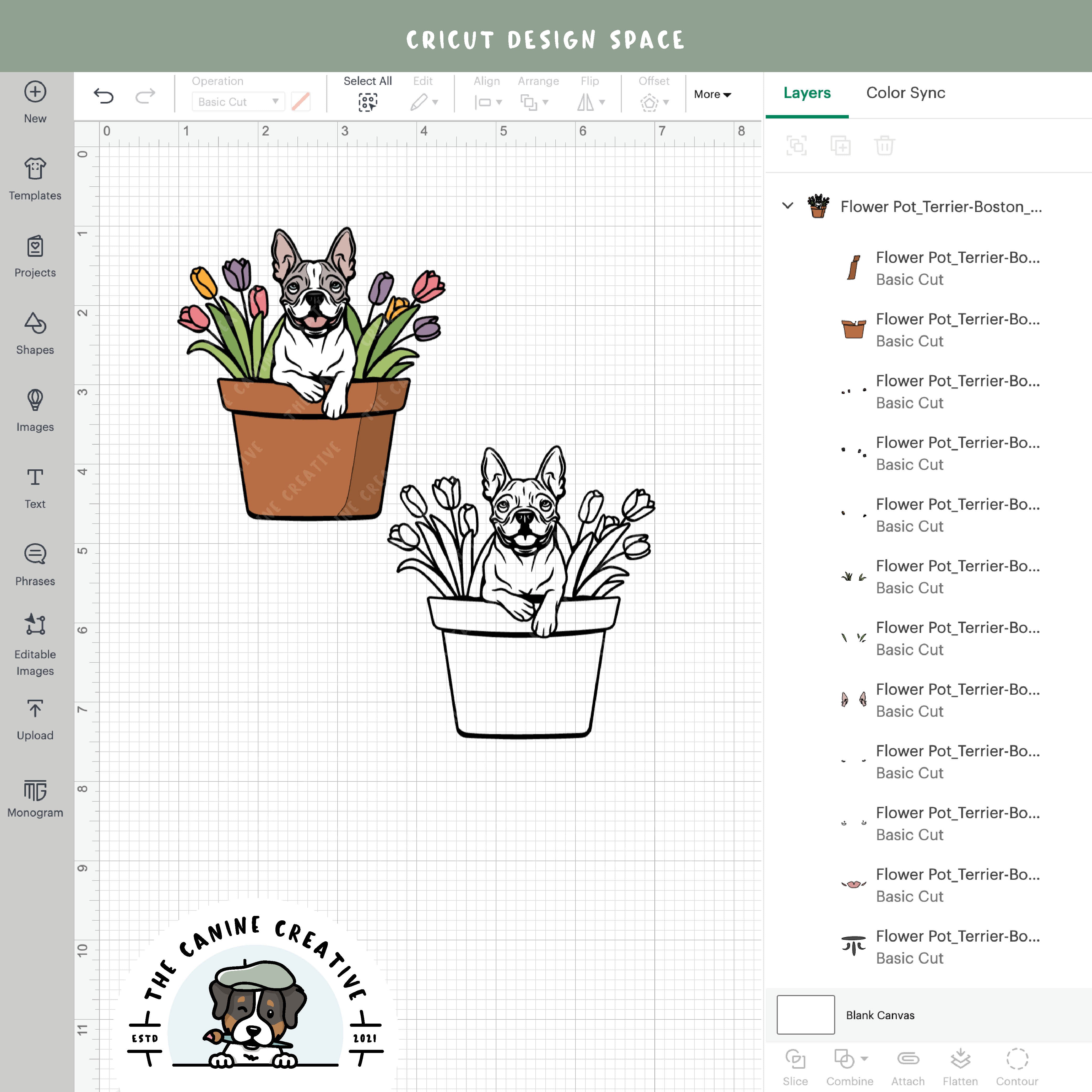 Screenshot showing design layers inside Cricut Design Space.