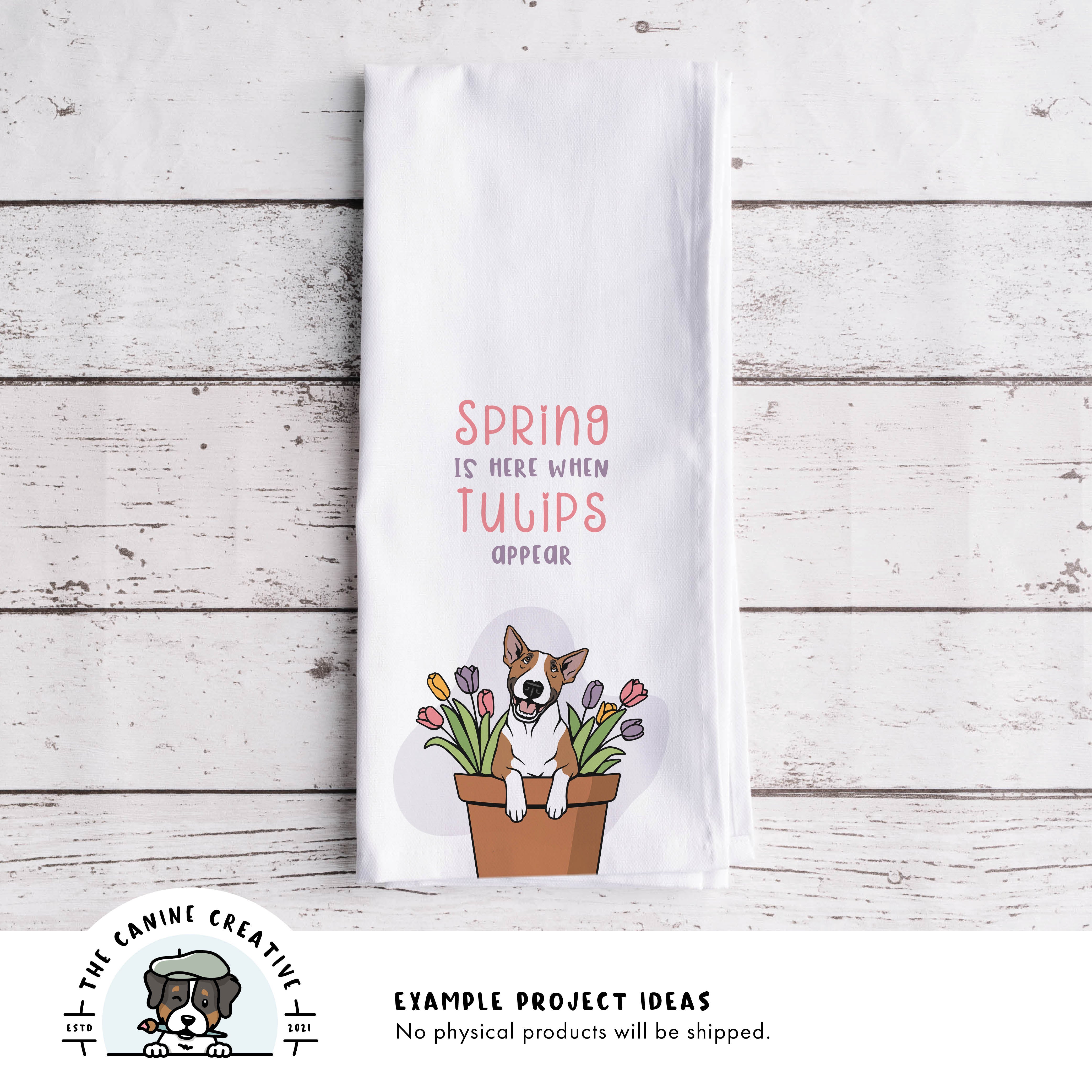 Example project idea showing design on a tea towel.