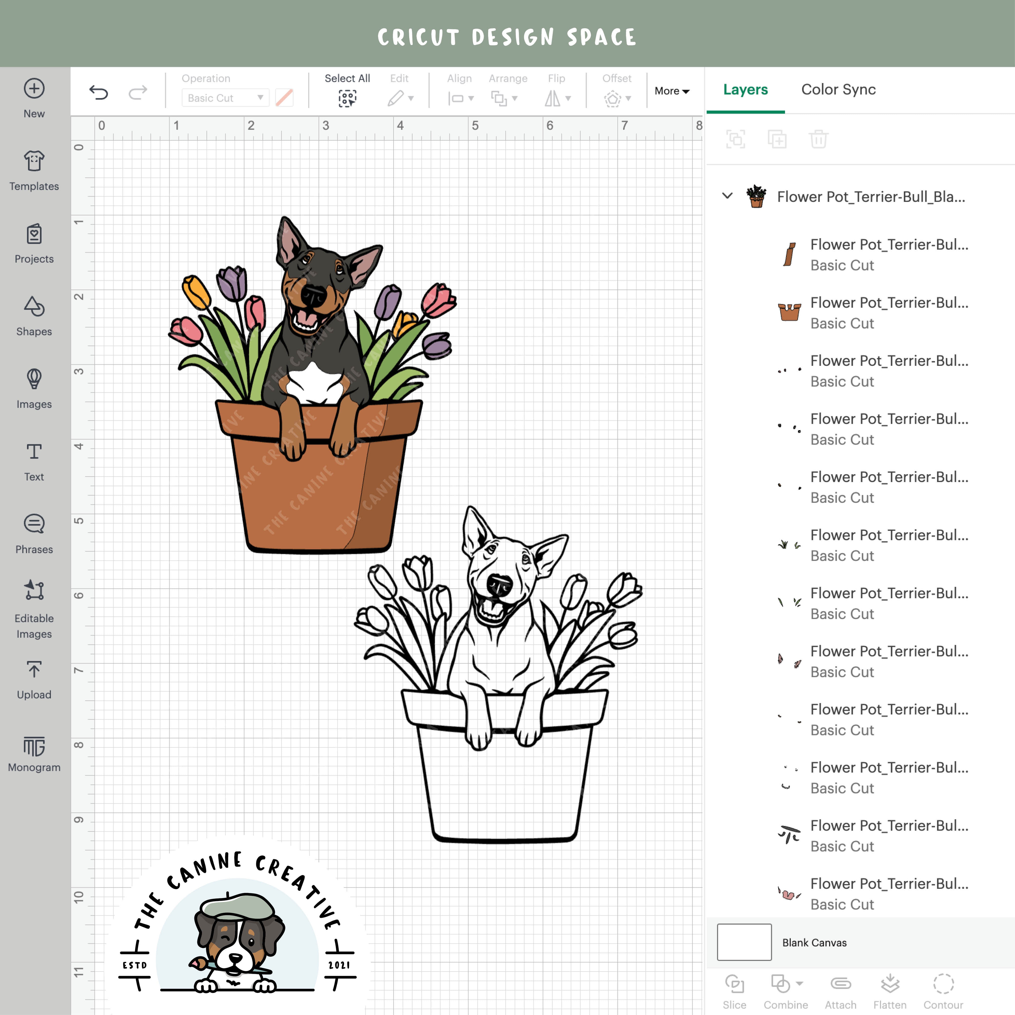 Screenshot showing design layers inside Cricut Design Space.