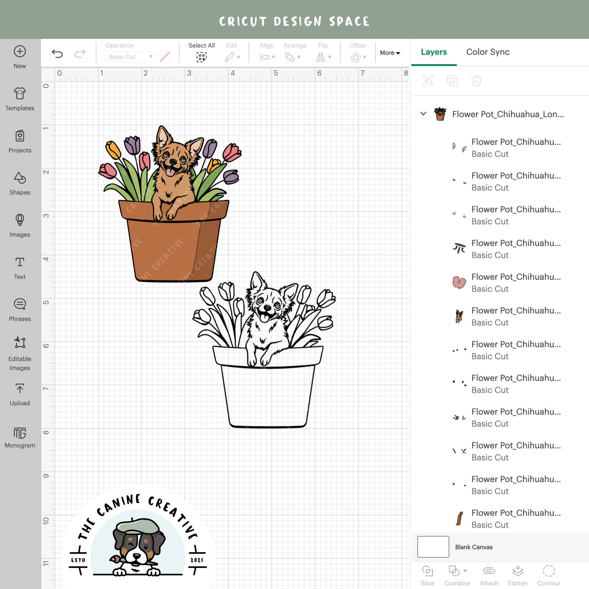 Screenshot showing design layers inside Cricut Design Space.
