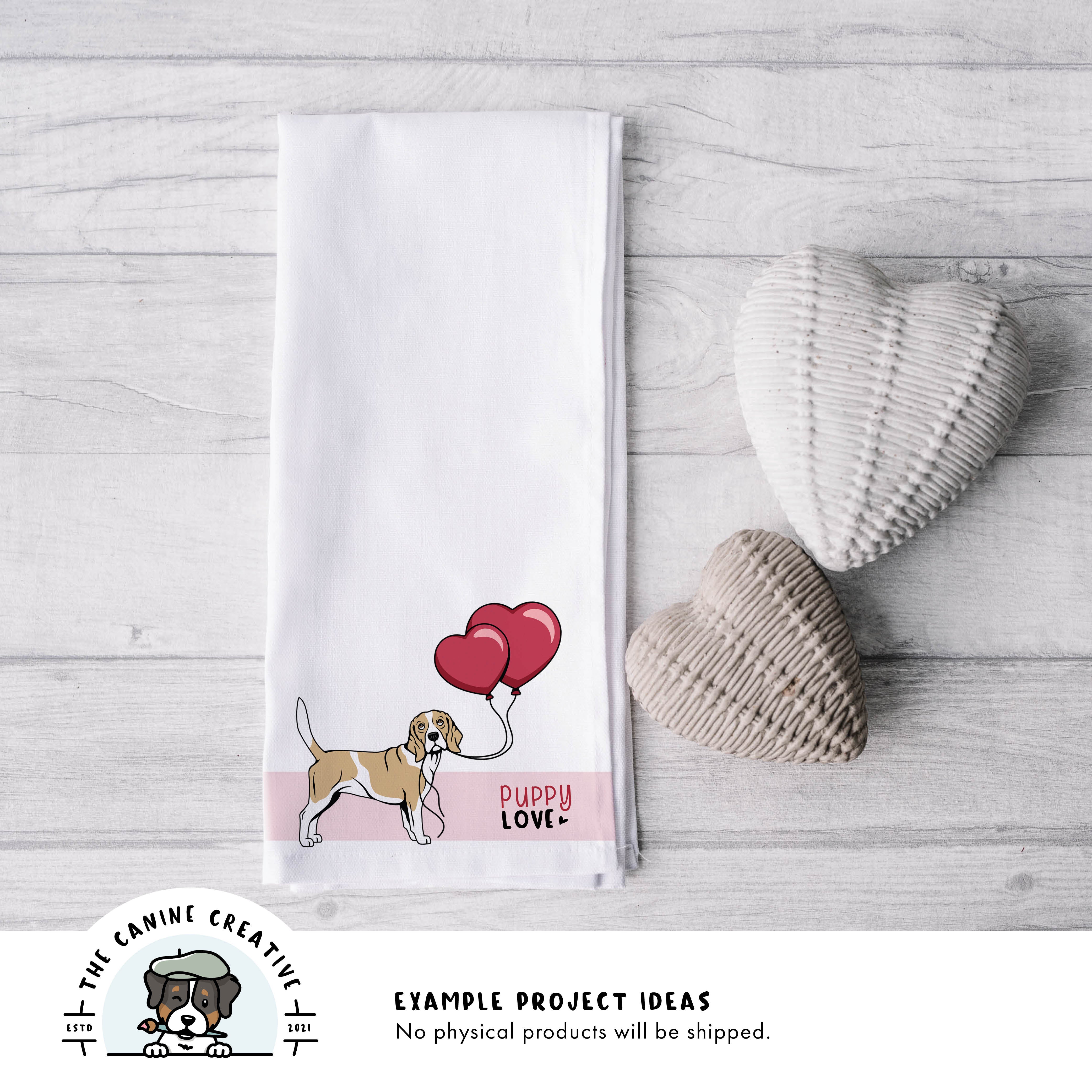 Example project idea showing design on a tea towel.