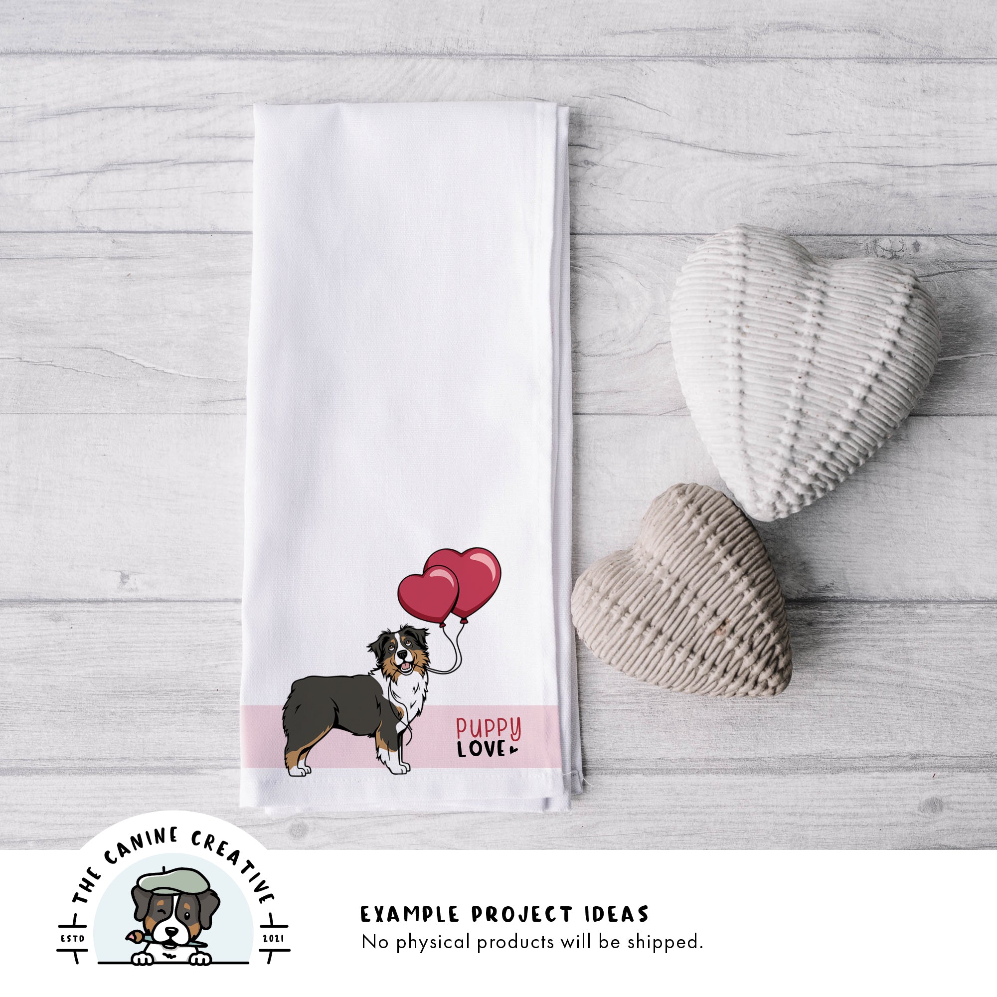 Example project idea showing design on a tea towel.