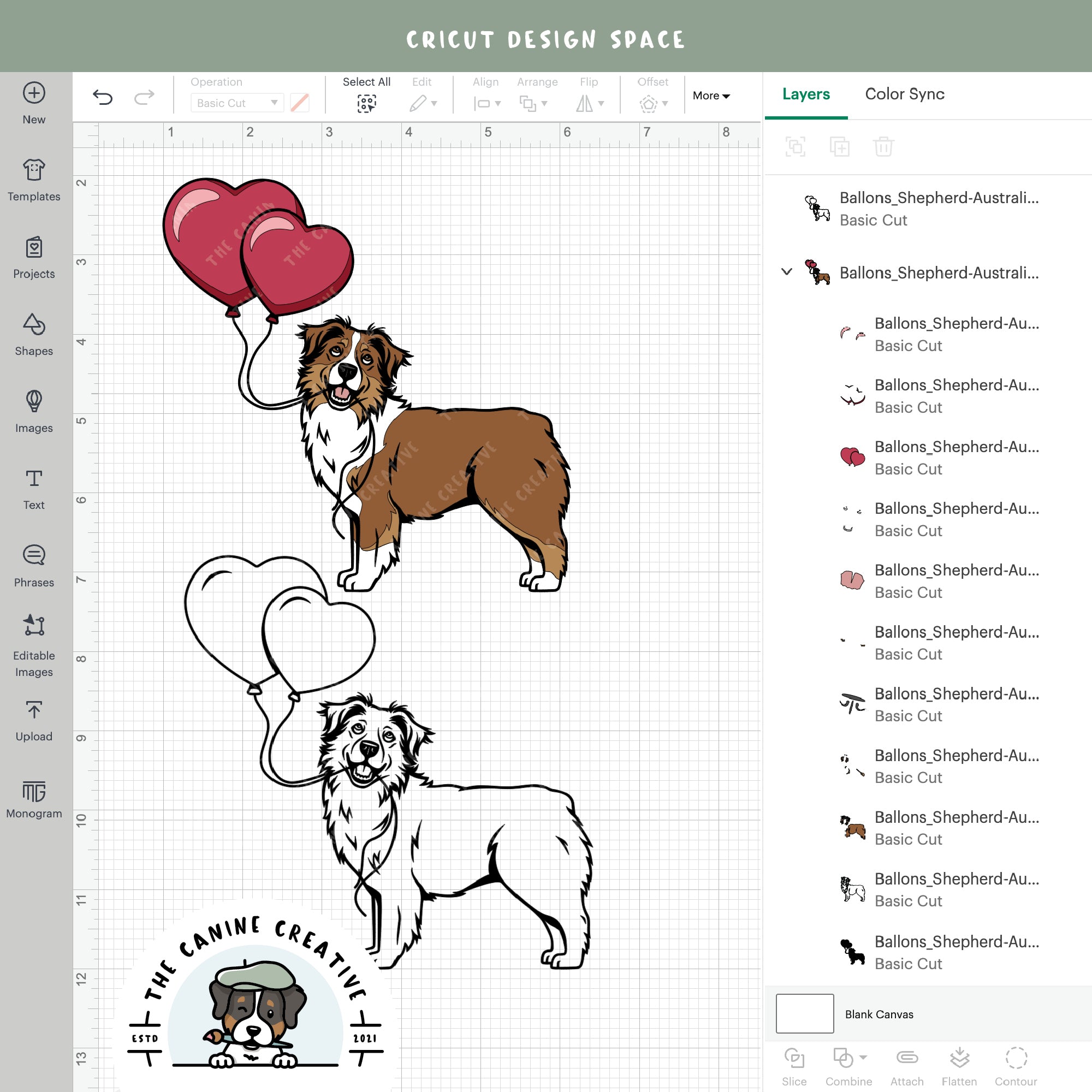 Screenshot showing design layers inside Cricut Design Space.