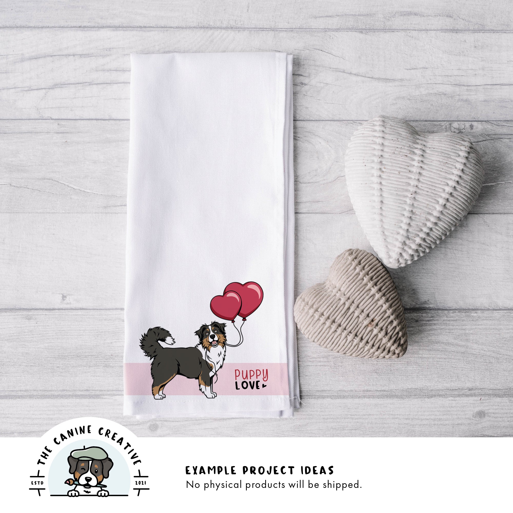 Example project idea showing design on a tea towel.