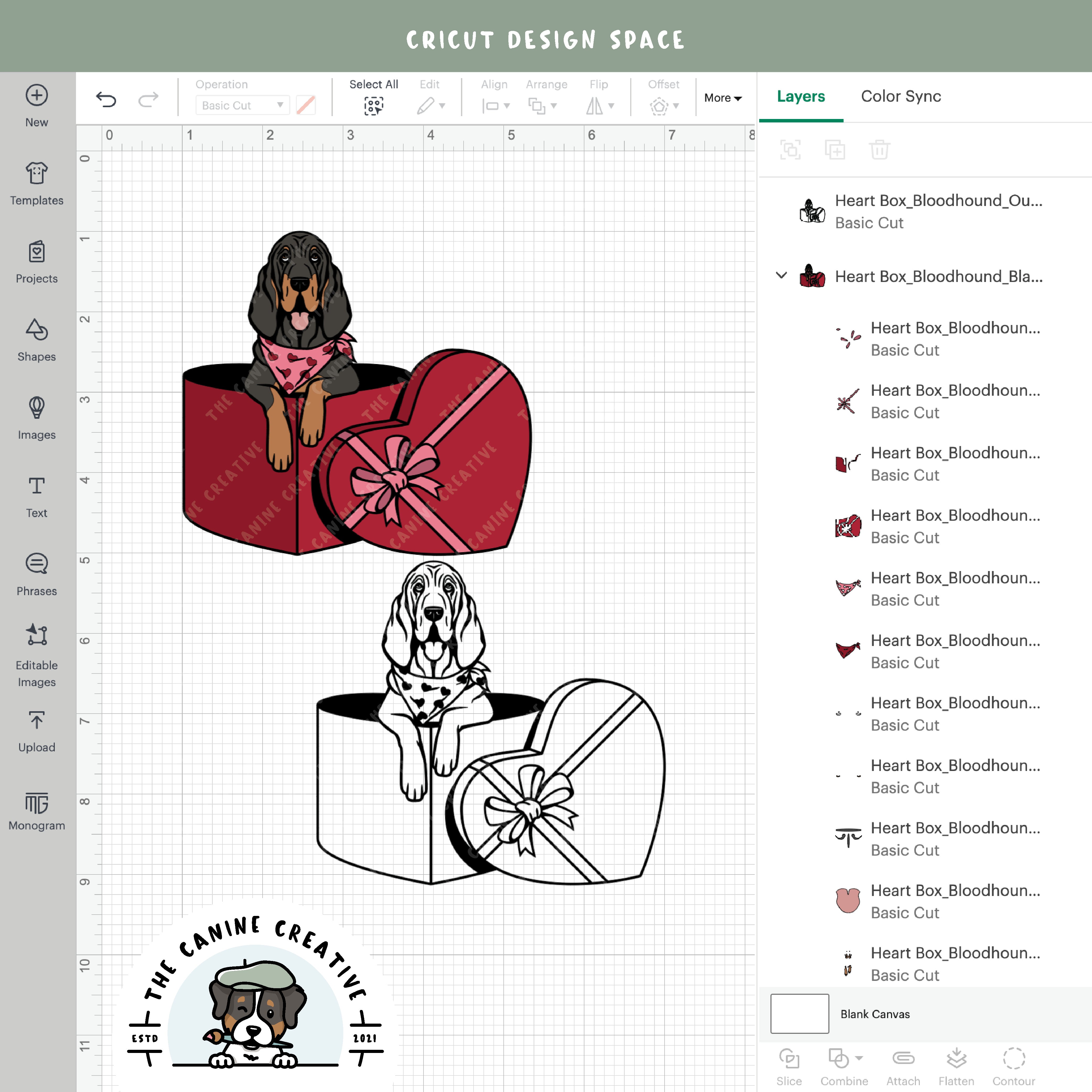 Screenshot showing design layers inside Cricut Design Space.