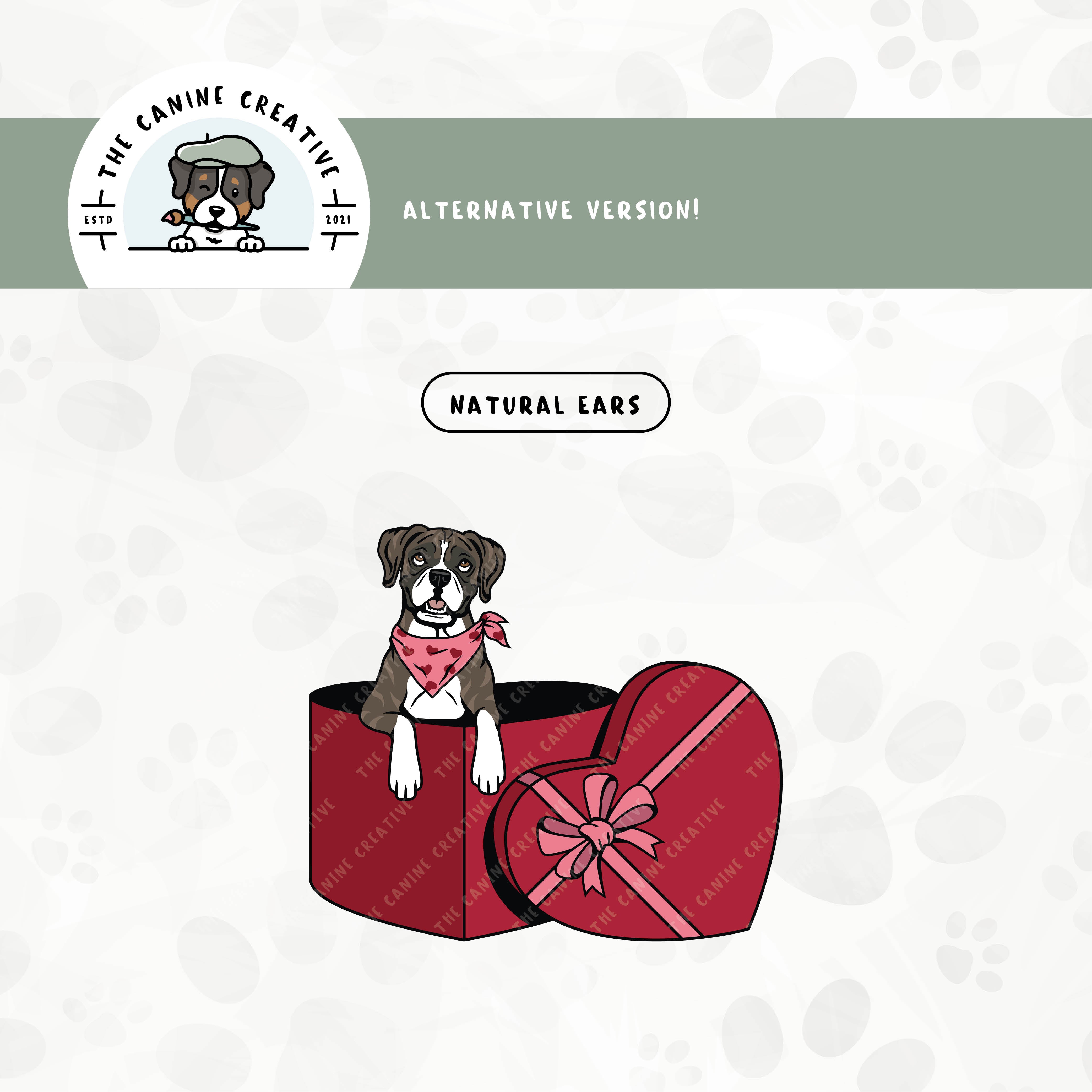 Alternative floppy ear edition also available for this Boxer dog design.