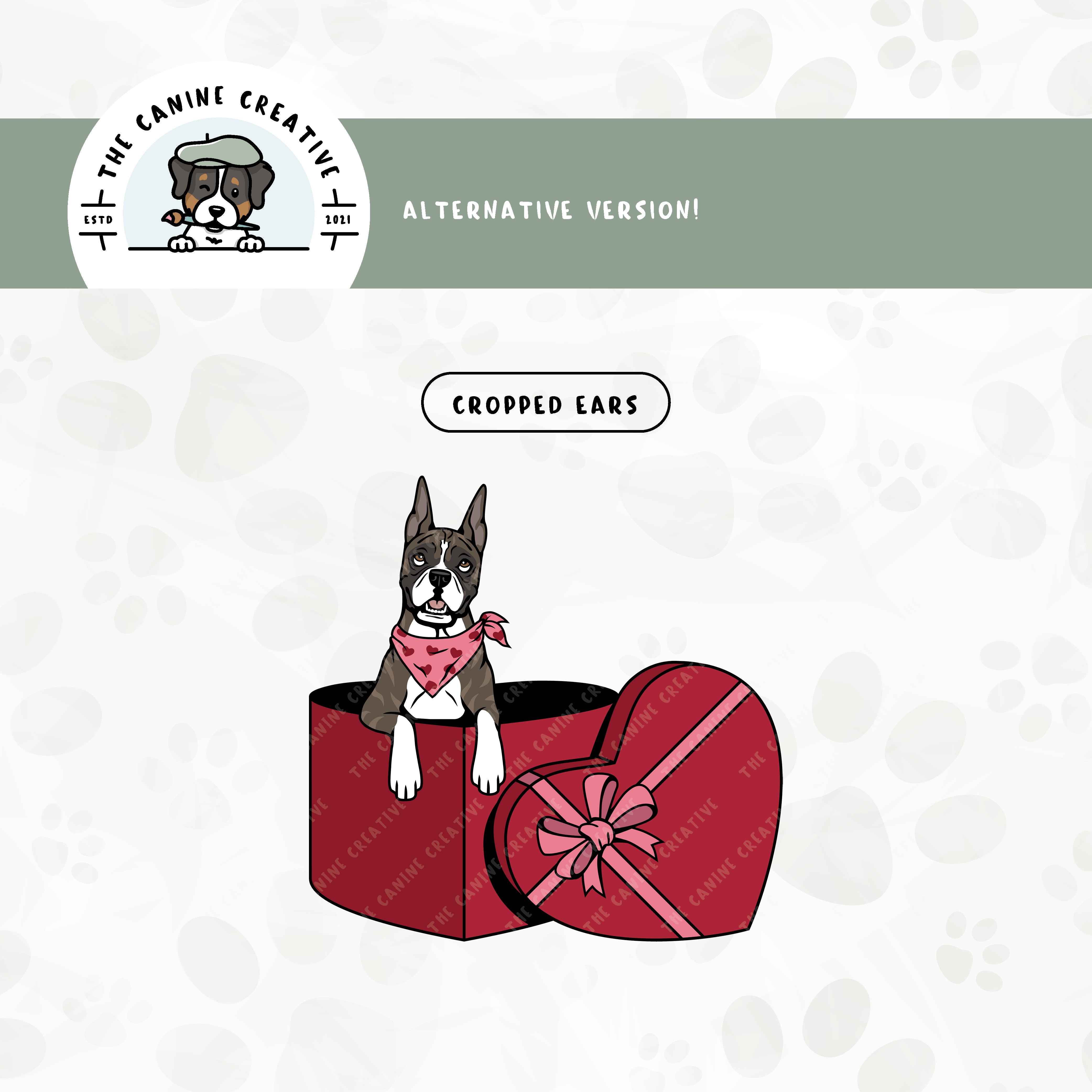 Alternative cropped ear edition also available for this Boxer dog design.