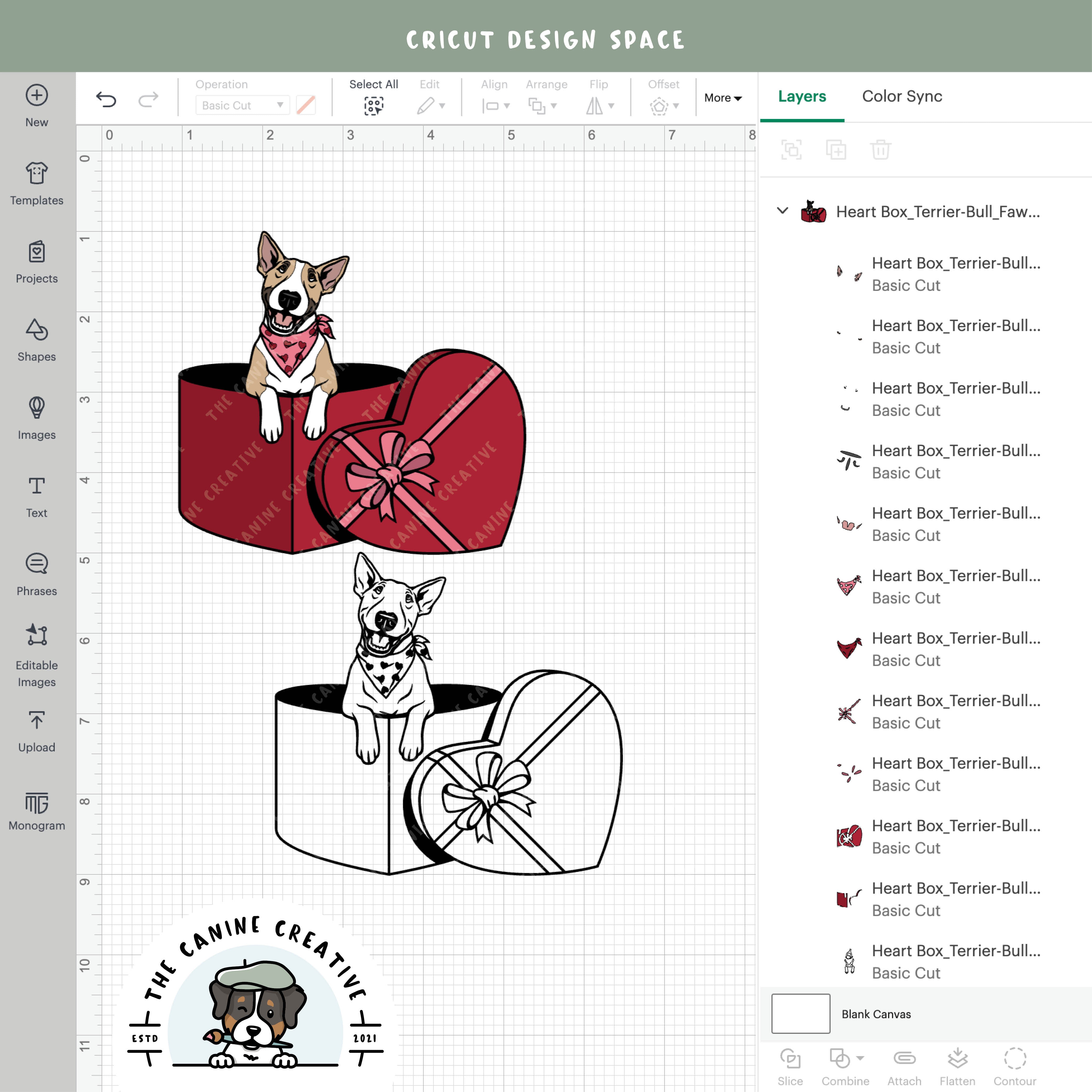 Screenshot showing design layers inside Cricut Design Space.