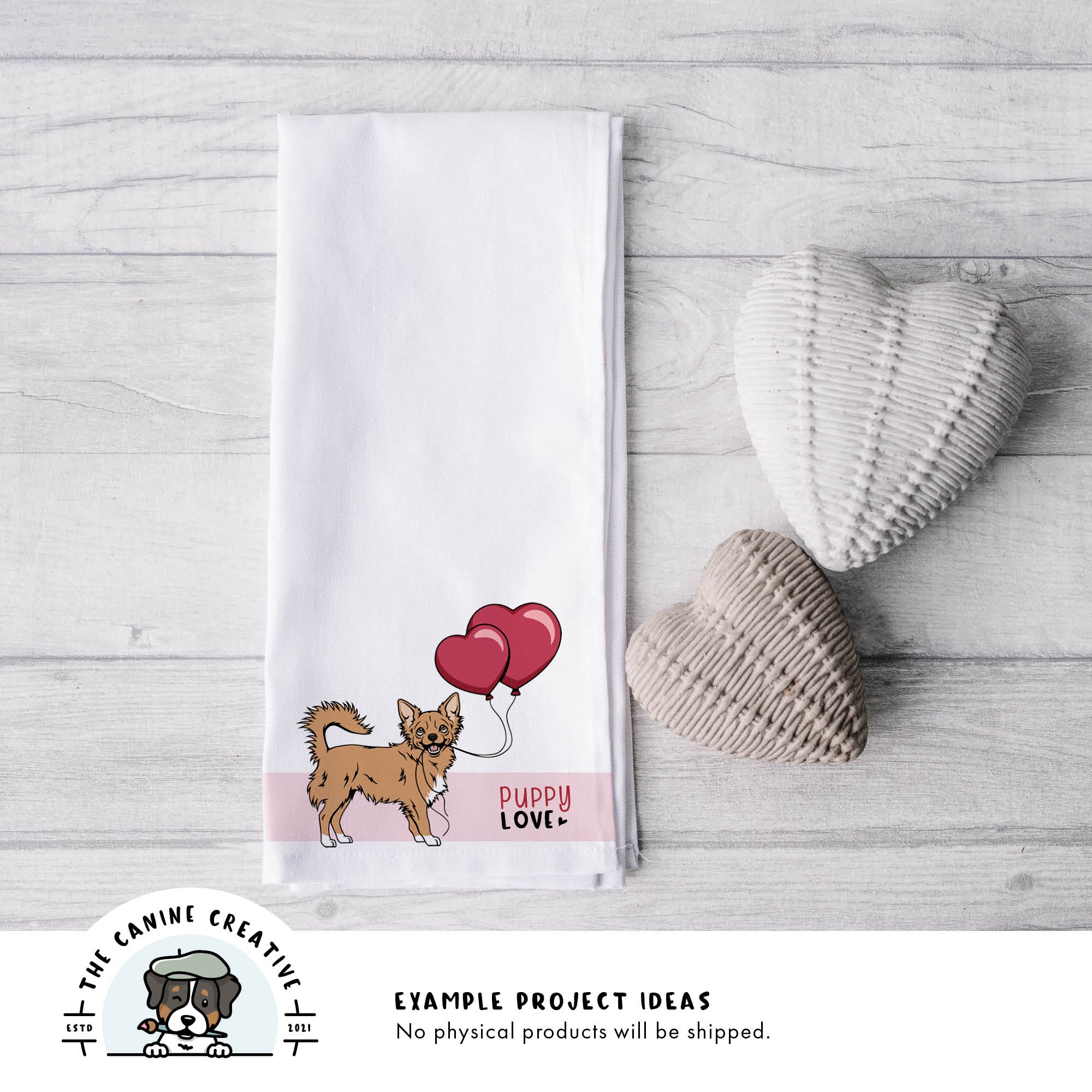 Example project idea showing design on a tea towel.