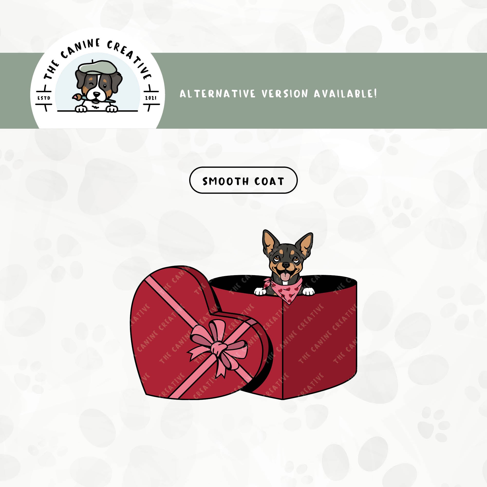 A smooth coat version is also available for this Chihuahua design.