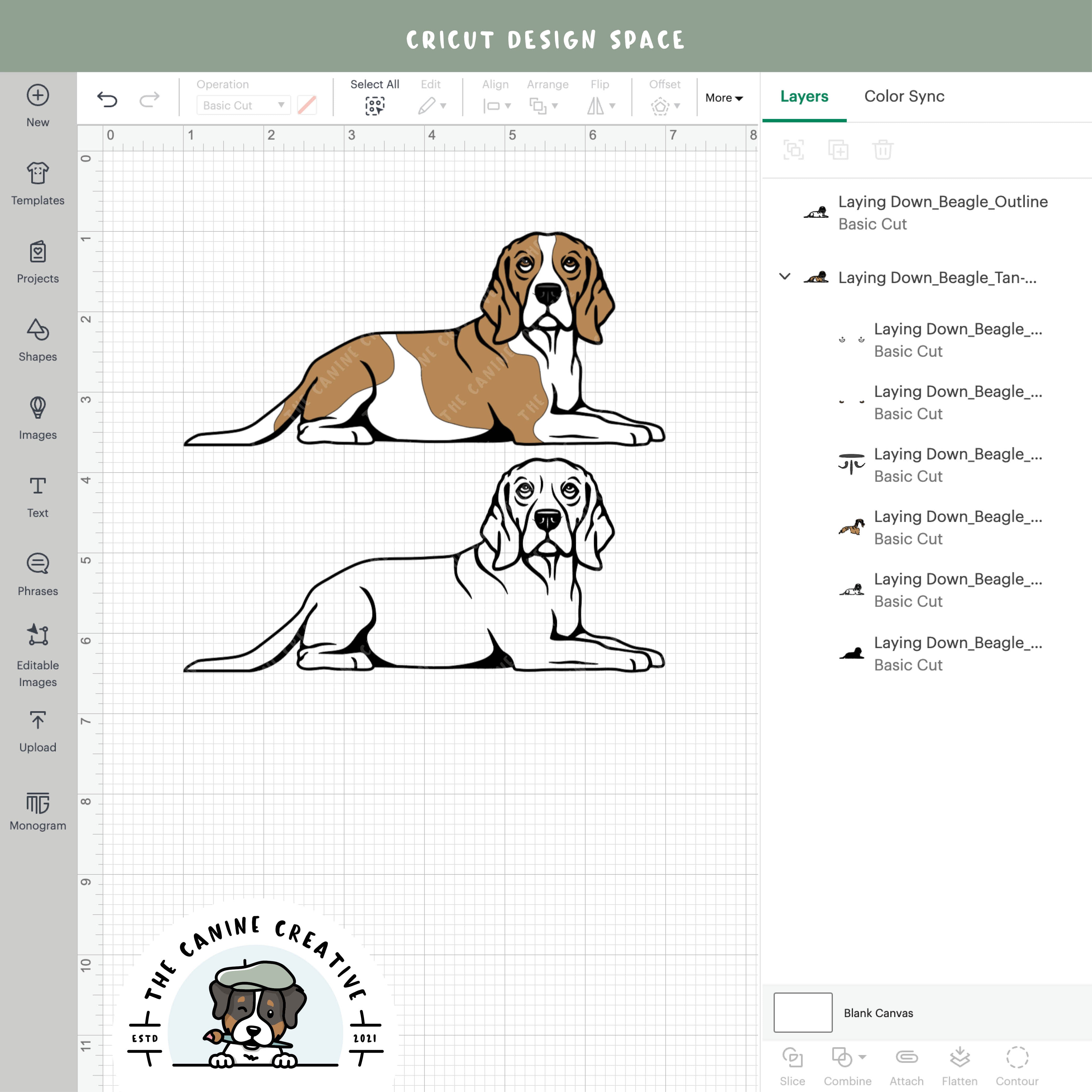 Screenshot showing design layers inside Cricut Design Space.