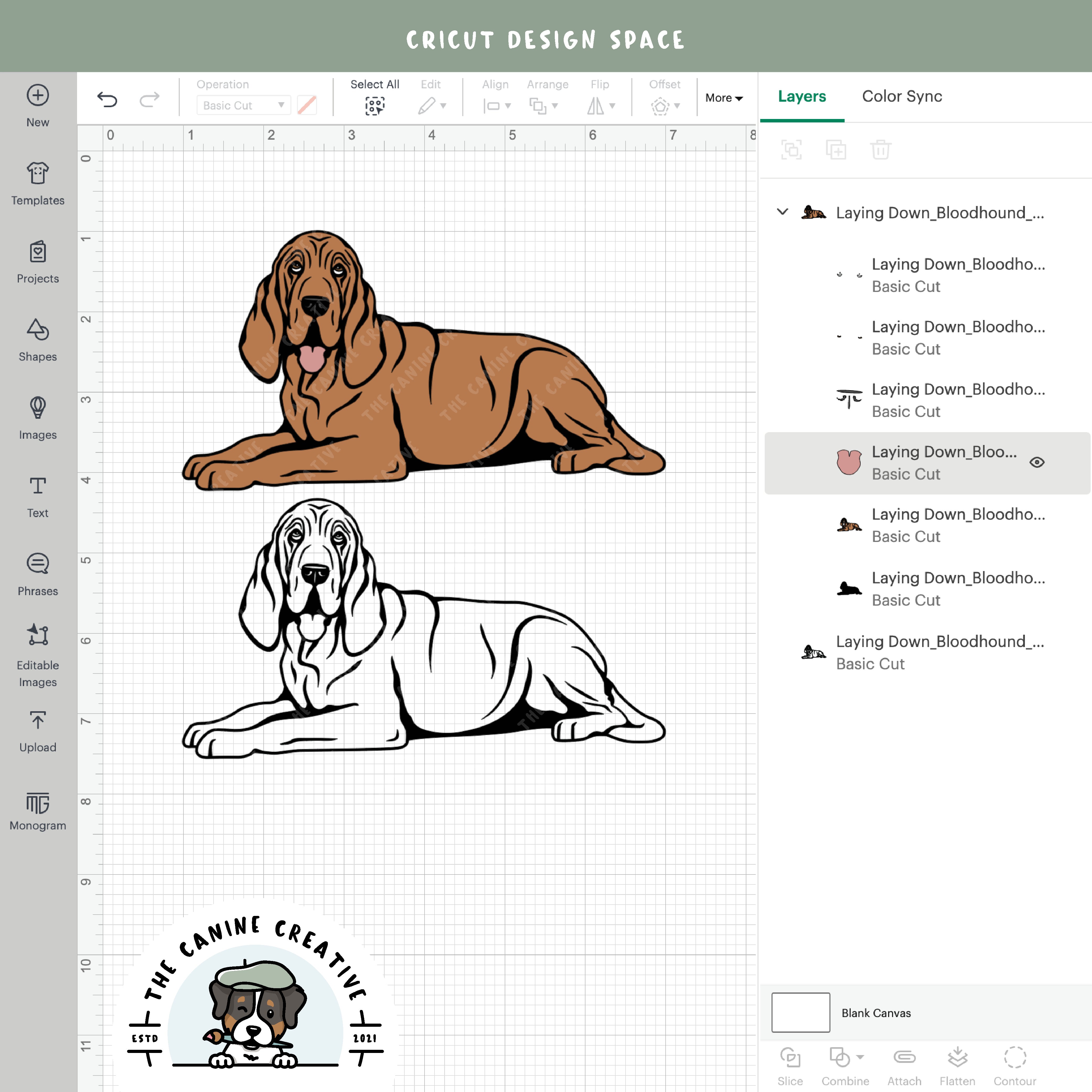 Screenshot showing design layers inside Cricut Design Space.