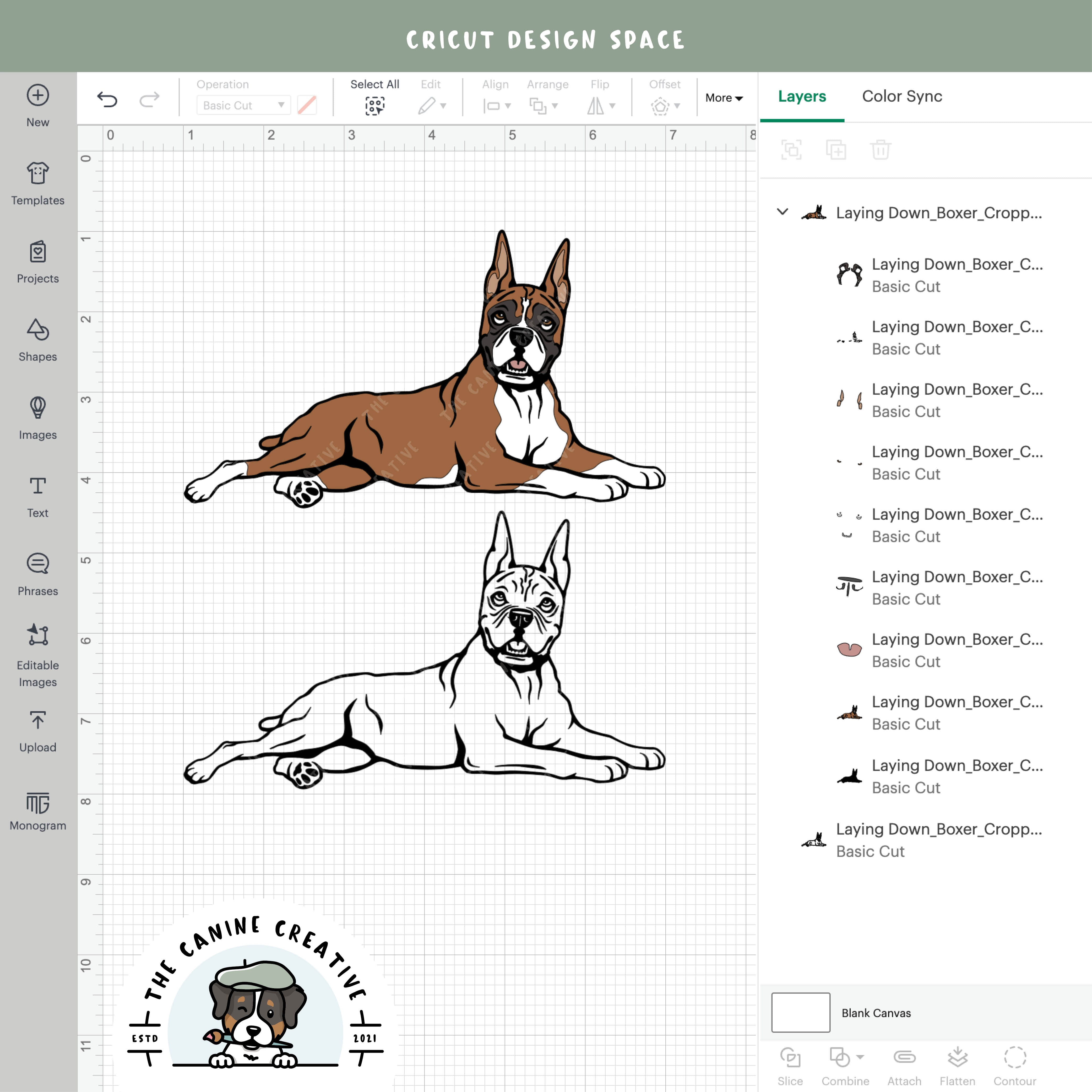Screenshot showing design layers inside Cricut Design Space.