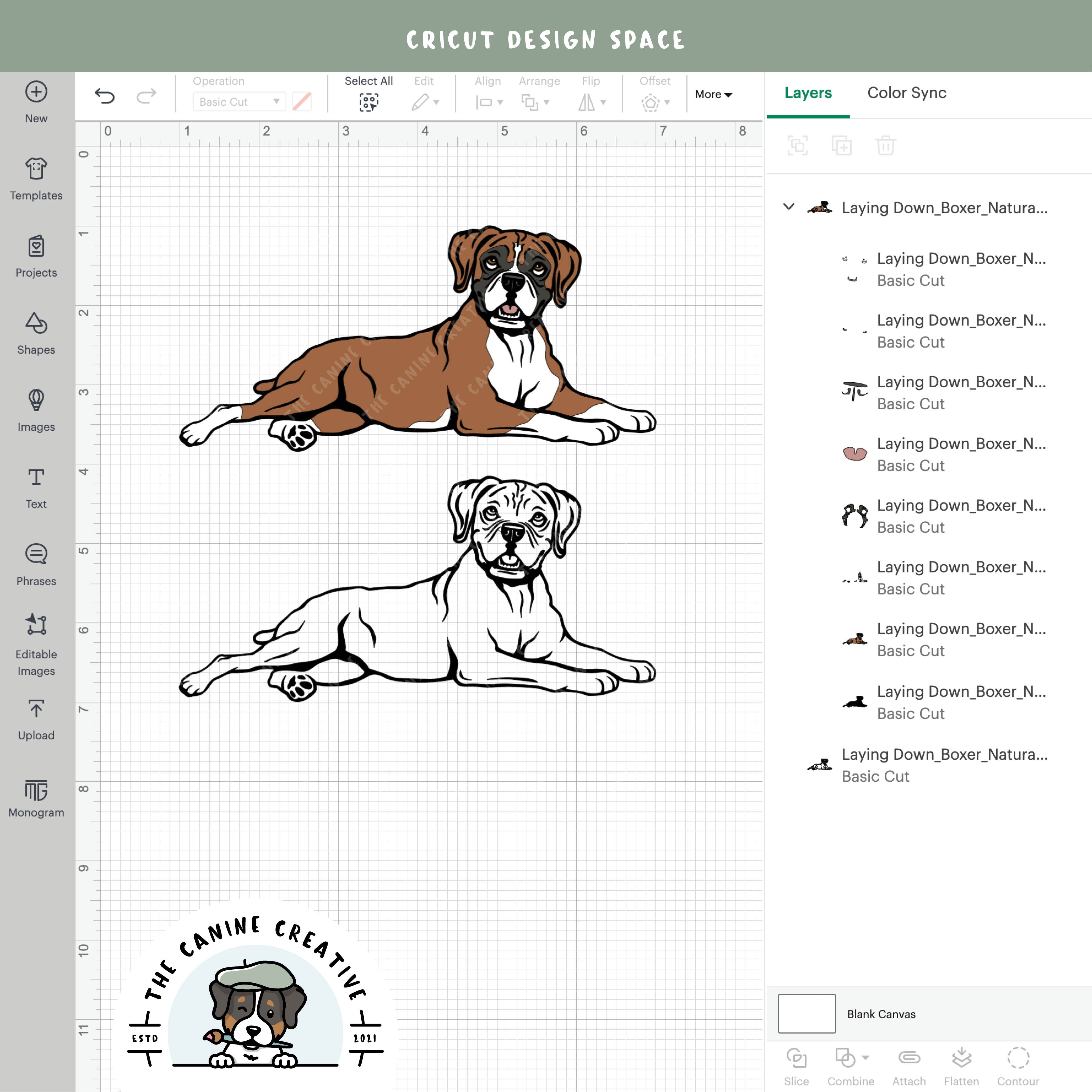Screenshot showing design layers inside Cricut Design Space.