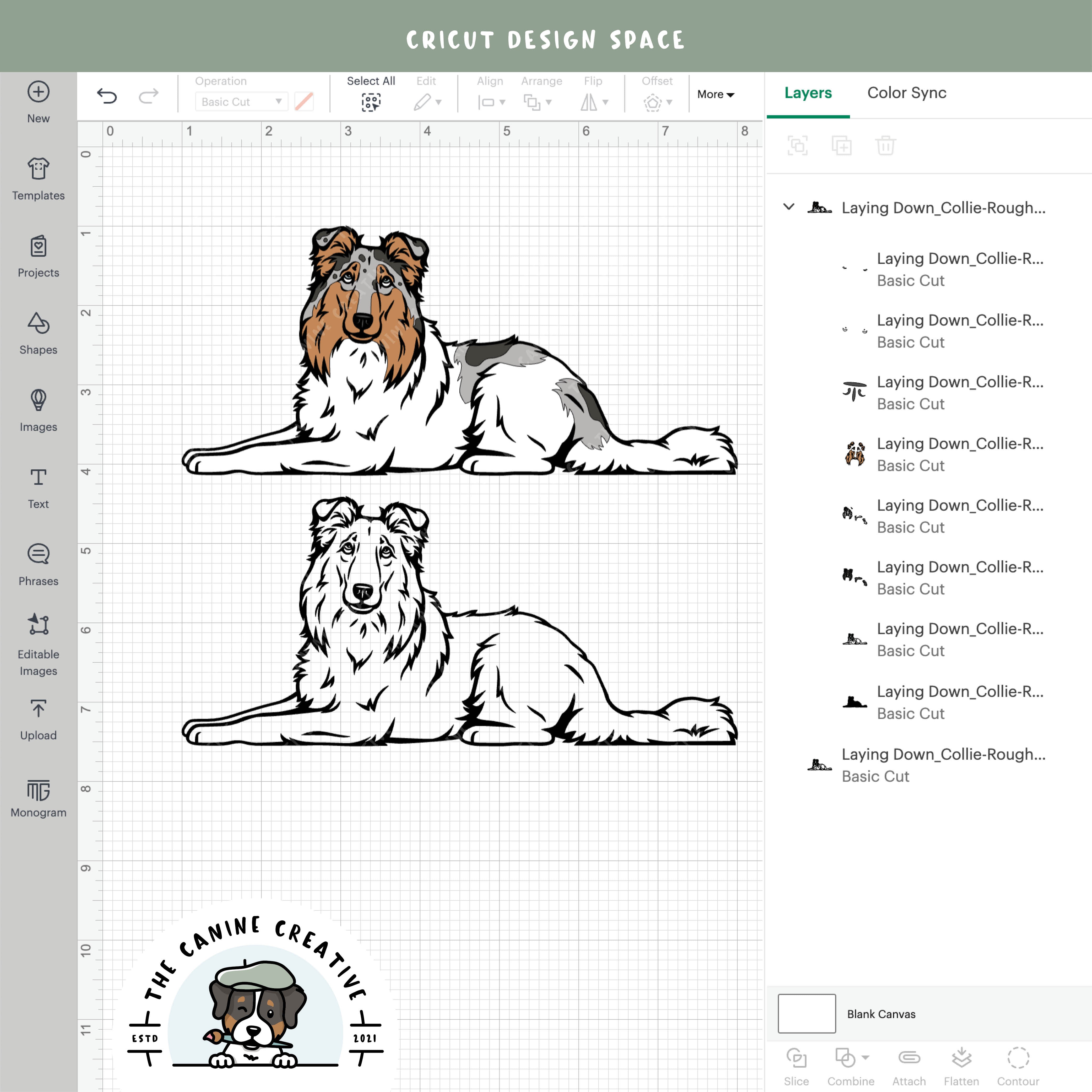 Screenshot showing design layers inside Cricut Design Space.