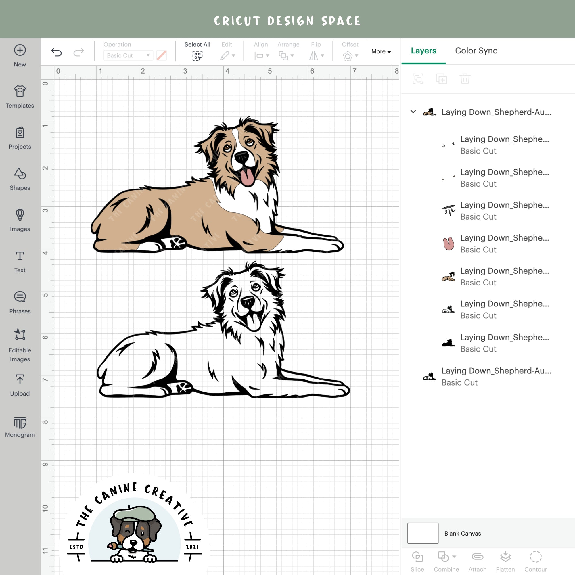 Screenshot showing design layers inside Cricut Design Space.