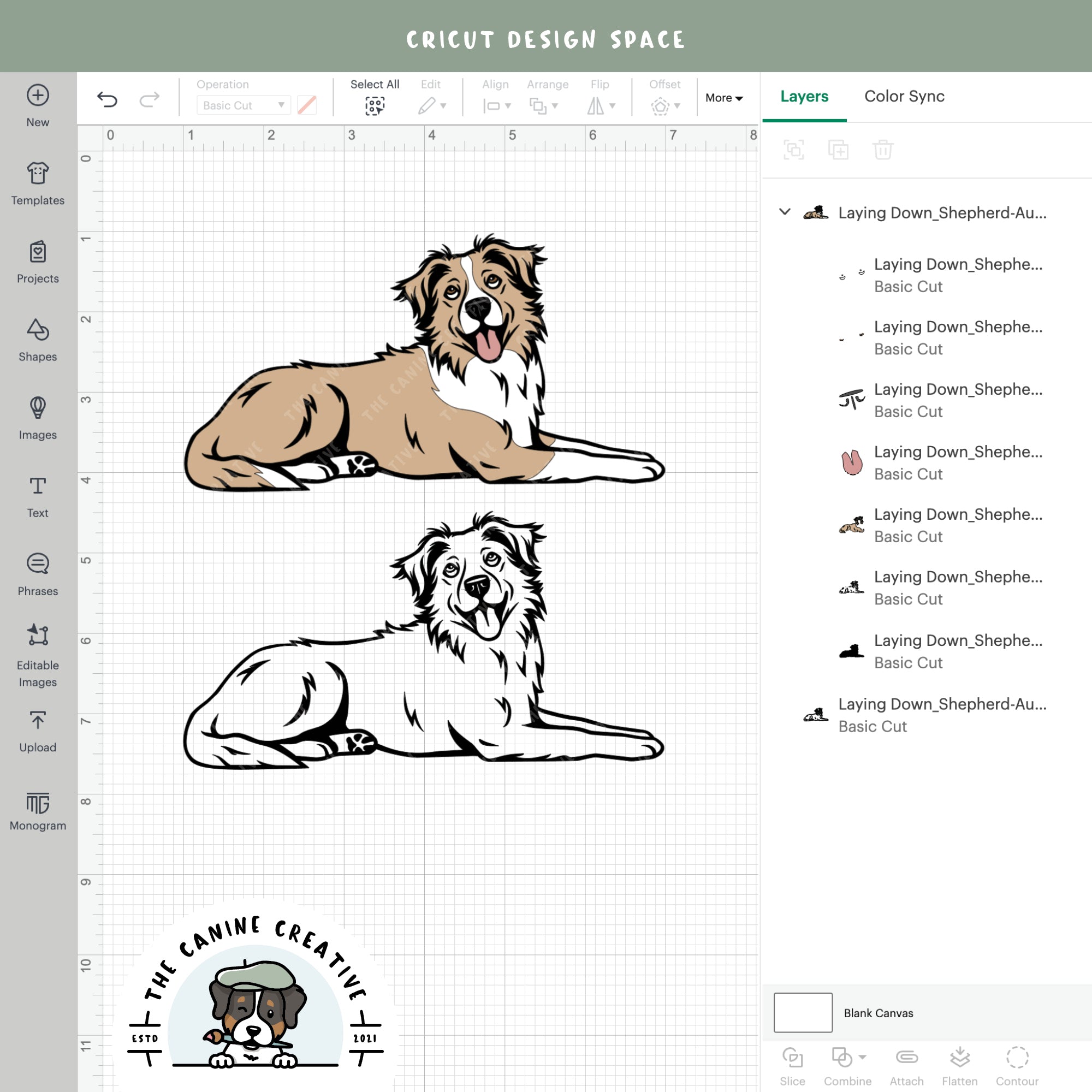 Screenshot showing design layers inside Cricut Design Space.