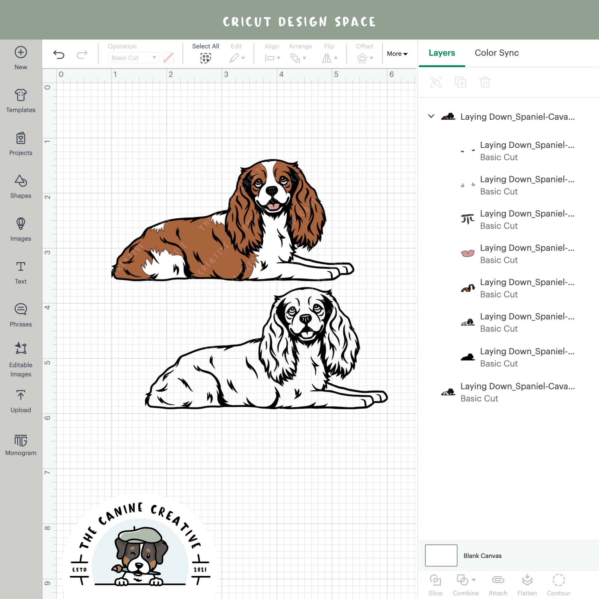 Screenshot showing design layers inside Cricut Design Space.