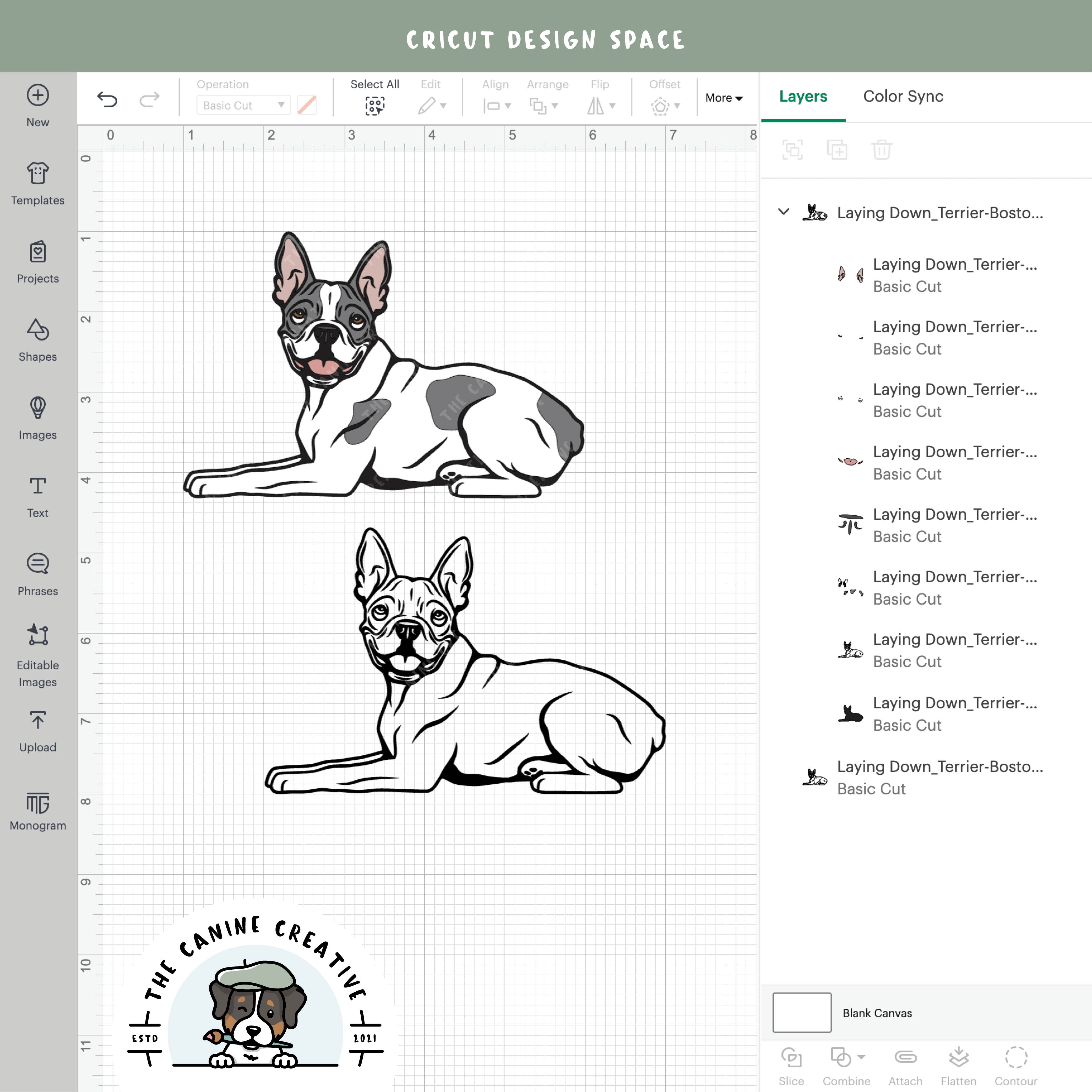 Screenshot showing design layers inside Cricut Design Space.