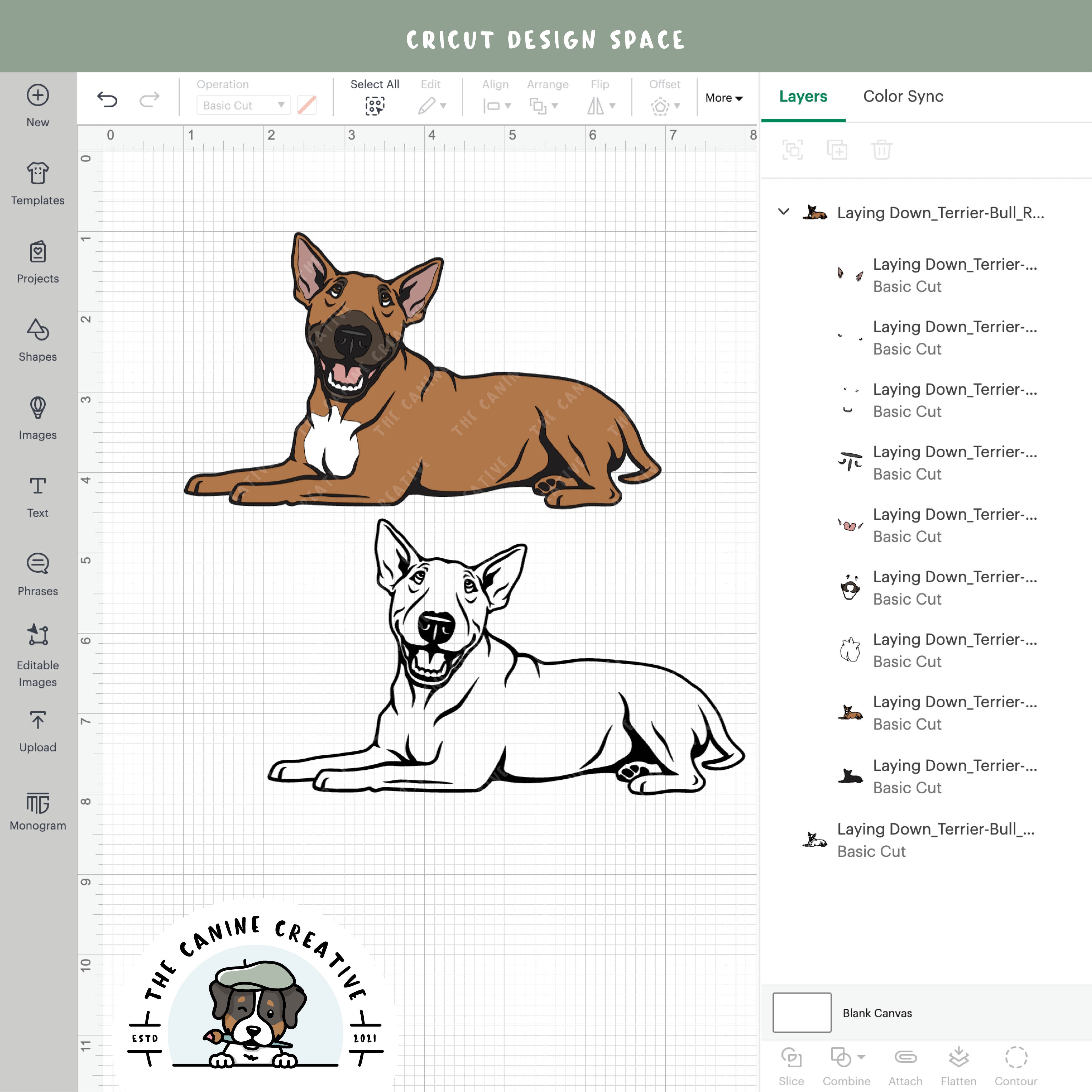 Screenshot showing design layers inside Cricut Design Space.