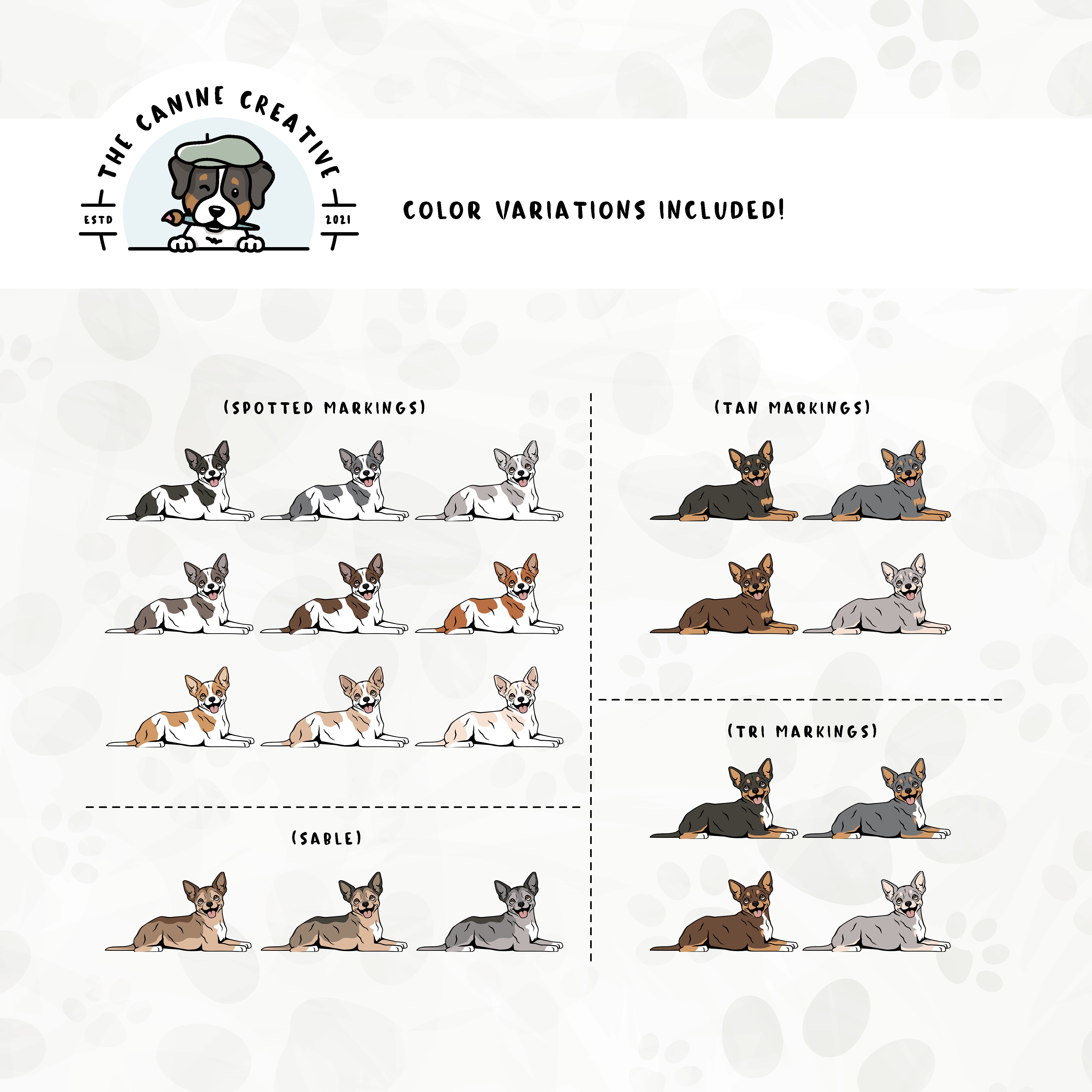 Part 2 of this design set features Chihuahuas with spotted, sable, tan, and tri-color markings.