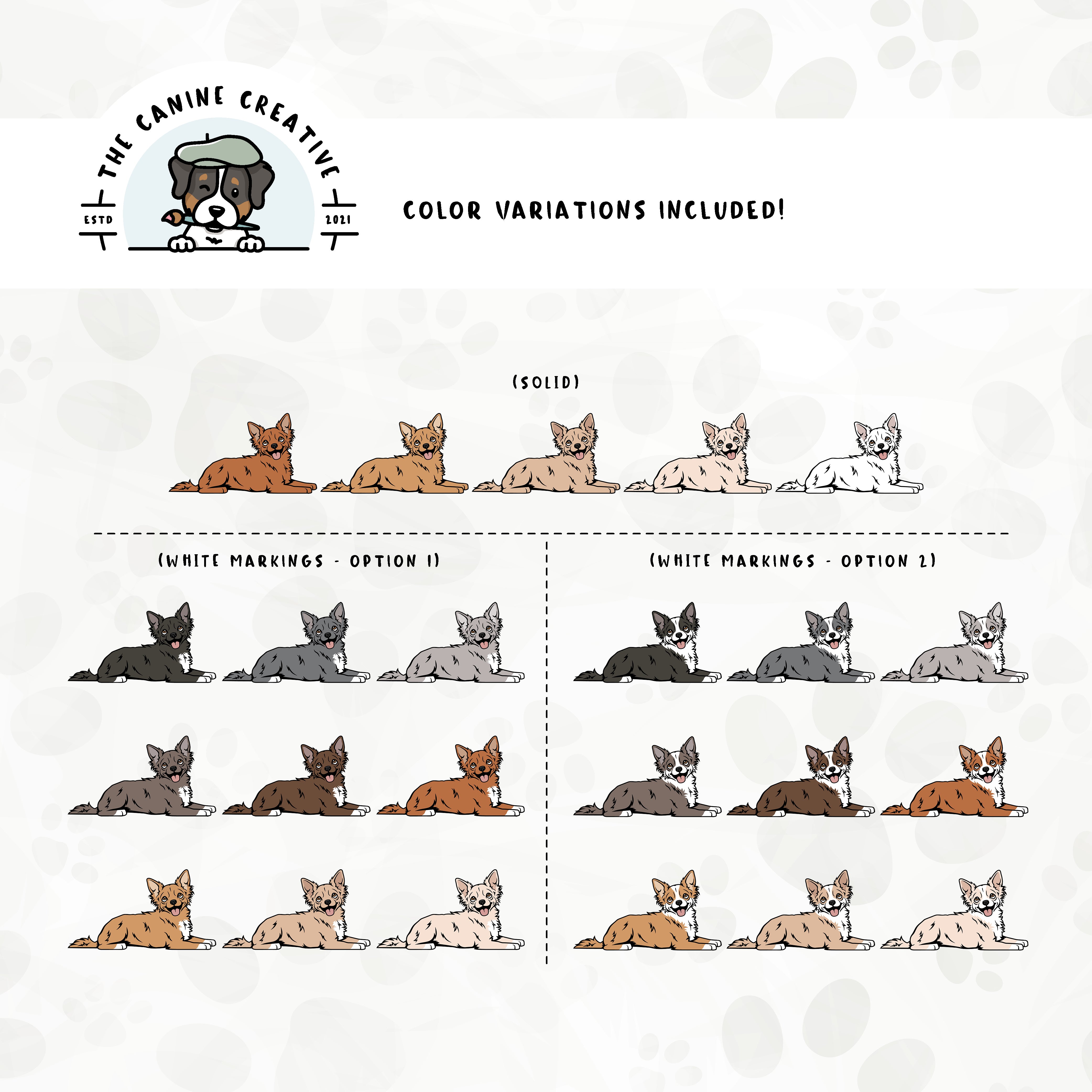 Part 1 of this design set includes common Chihuahua colors, both solid and with white markings.