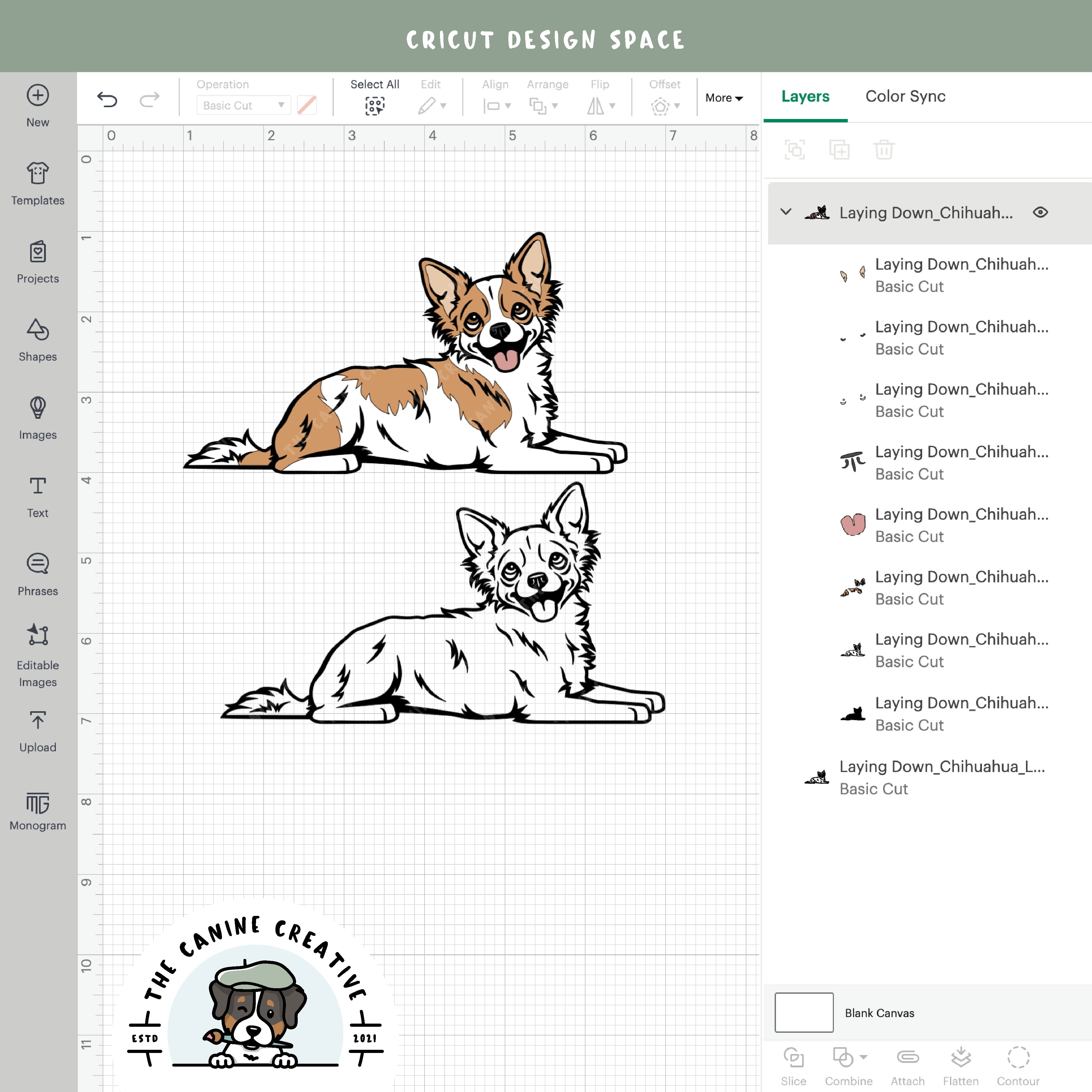 Screenshot showing design layers inside Cricut Design Space.