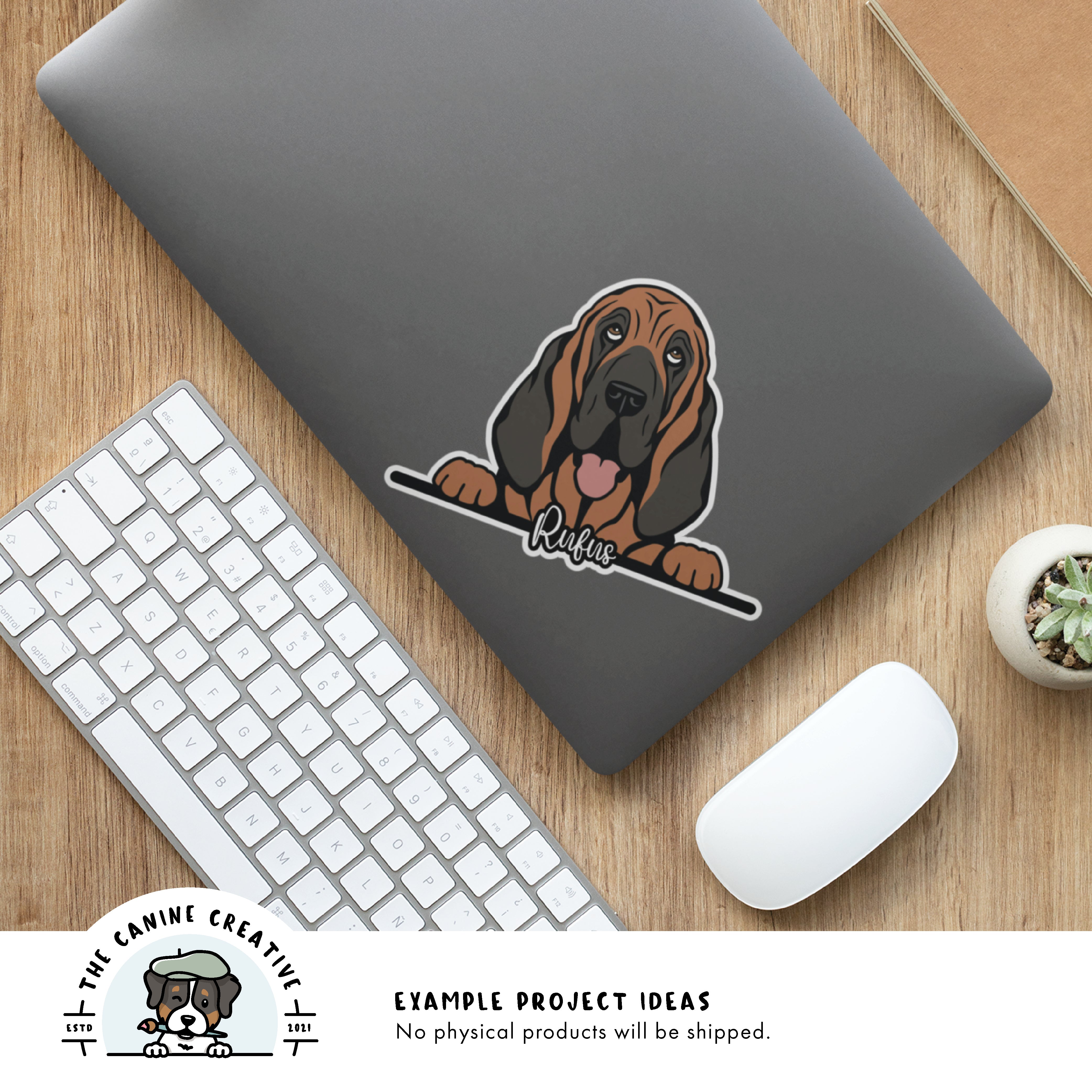 Example project idea showing design as a sticker on a laptop.