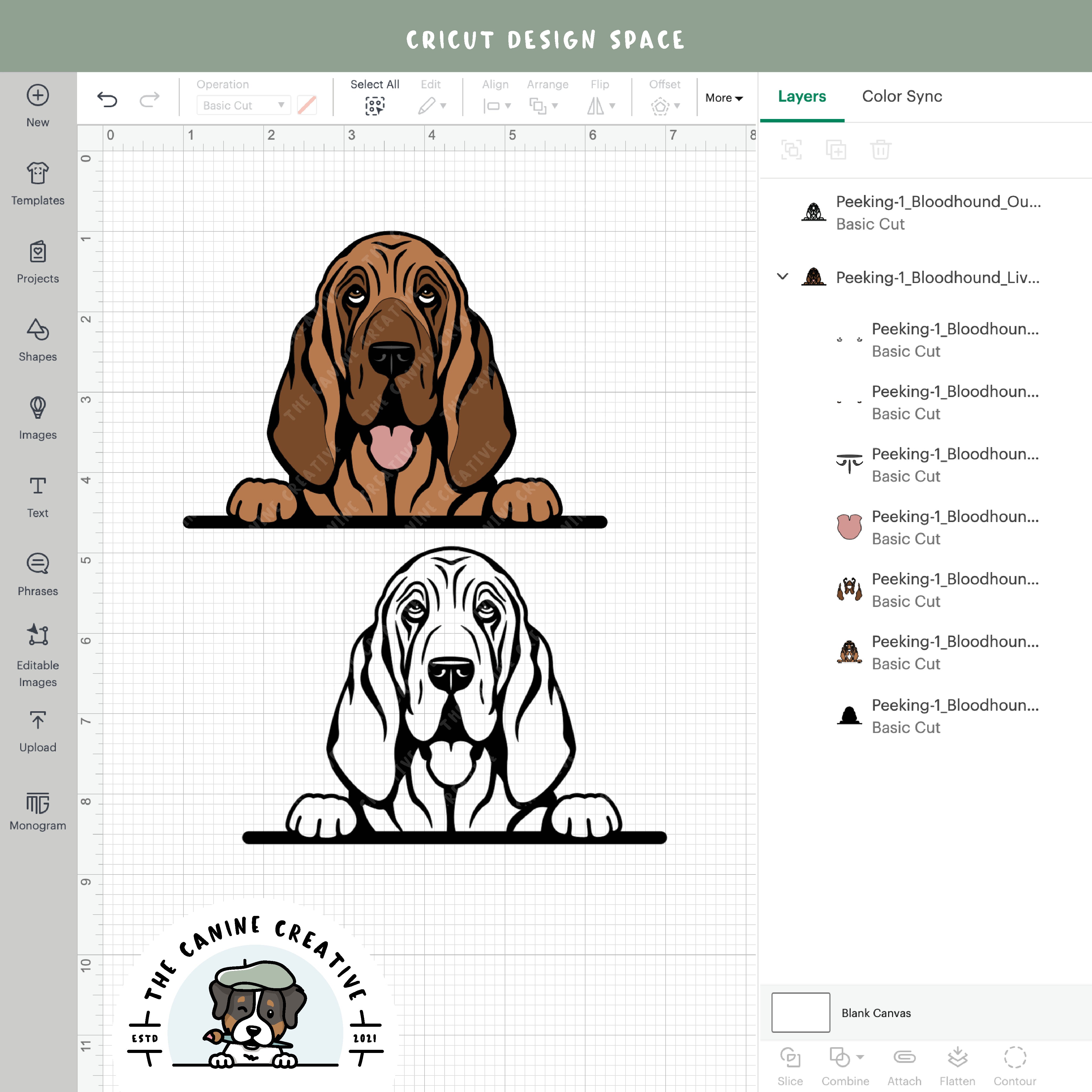 Screenshot showing design layers inside Cricut Design Space.