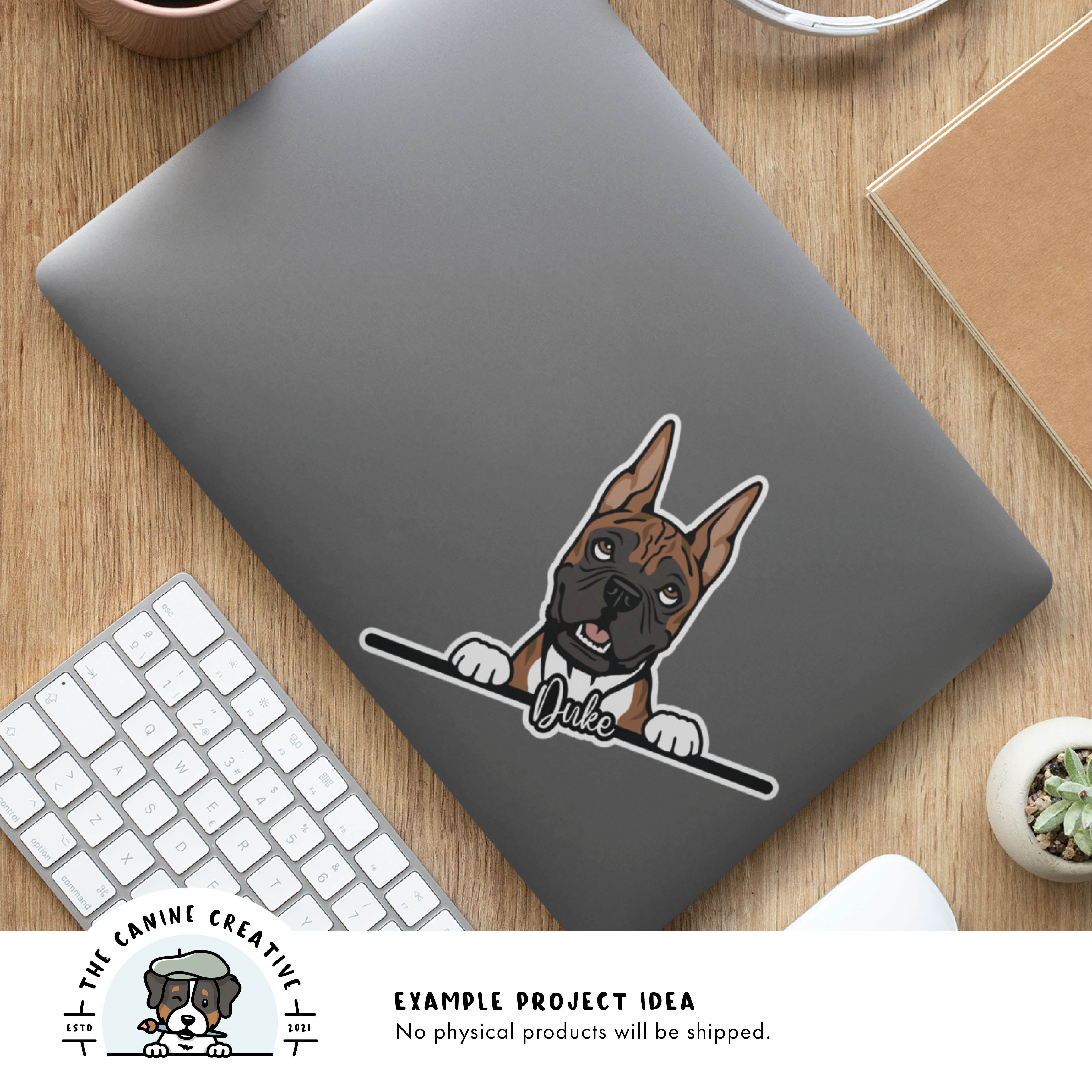 Example project idea showing design as a sticker on a laptop.